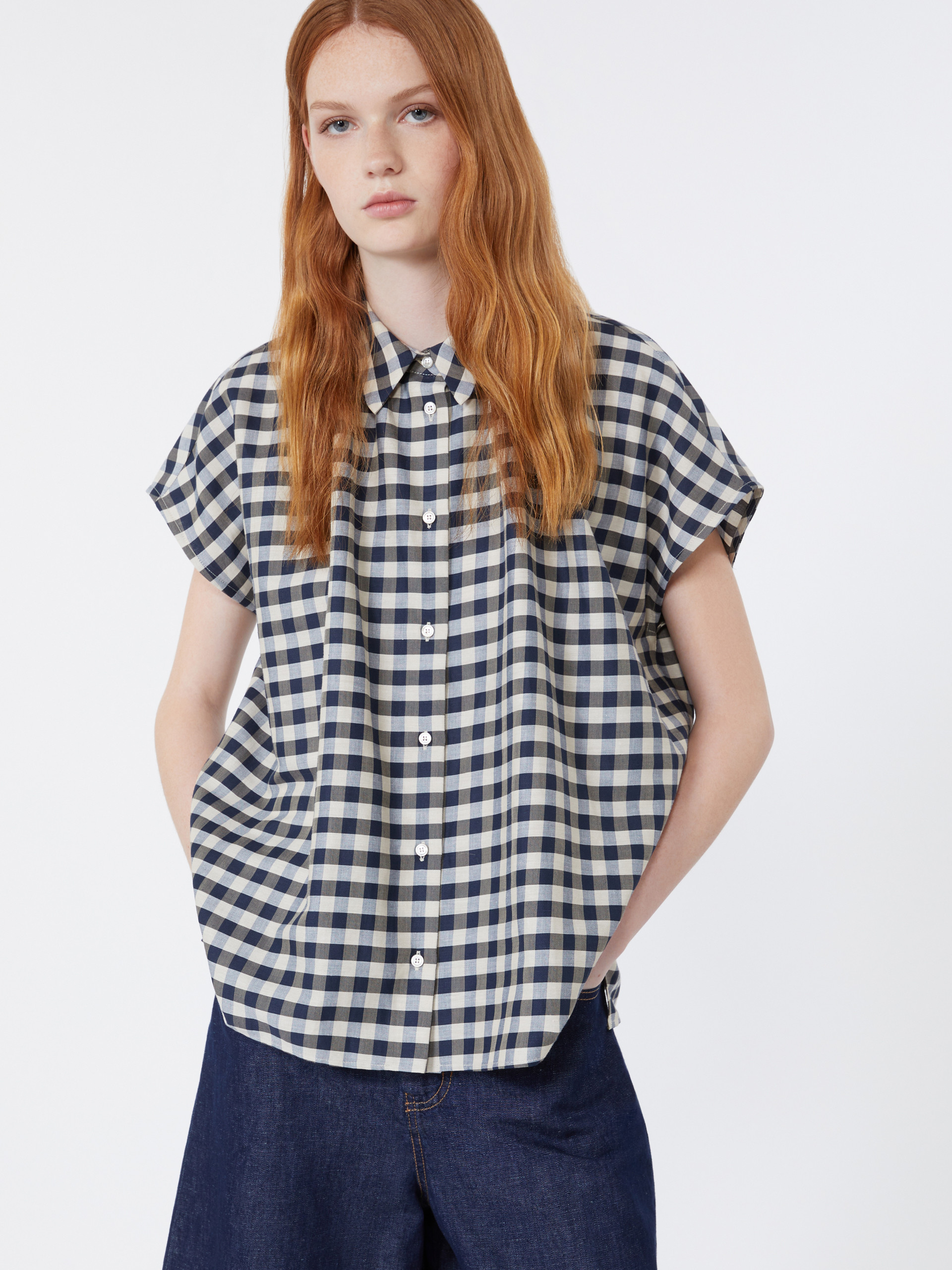Cotton and ramie batavia shirt - NAVY - Weekend Max Mara - 4