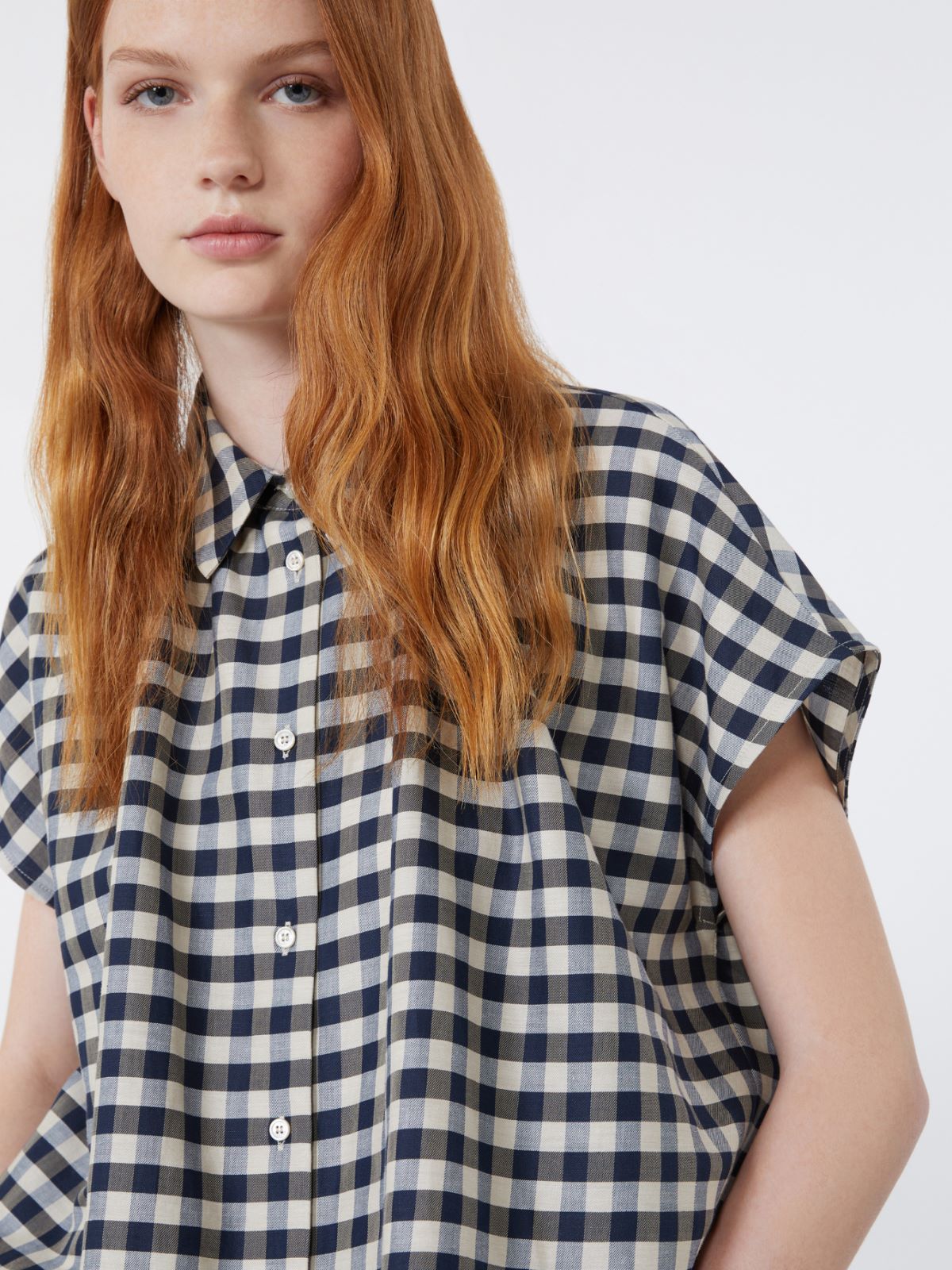 Cotton and ramie batavia shirt - NAVY - Weekend - 5