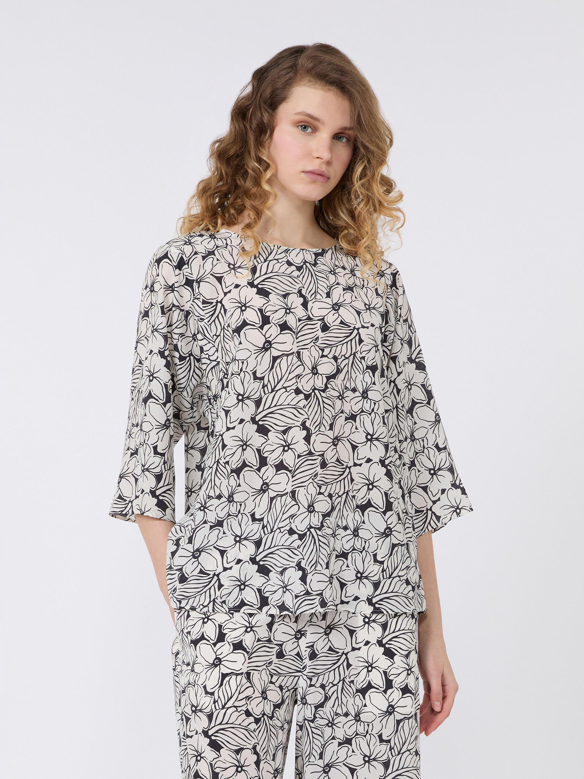 Printed silk crêpe de Chine blouse - BLACK - Weekend Max Mara - 2