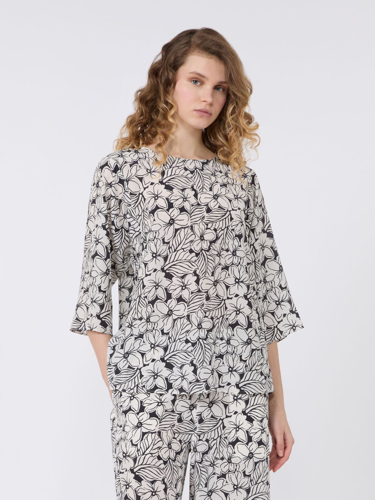 Printed silk crêpe de Chine blouse - BLACK - Weekend - 2