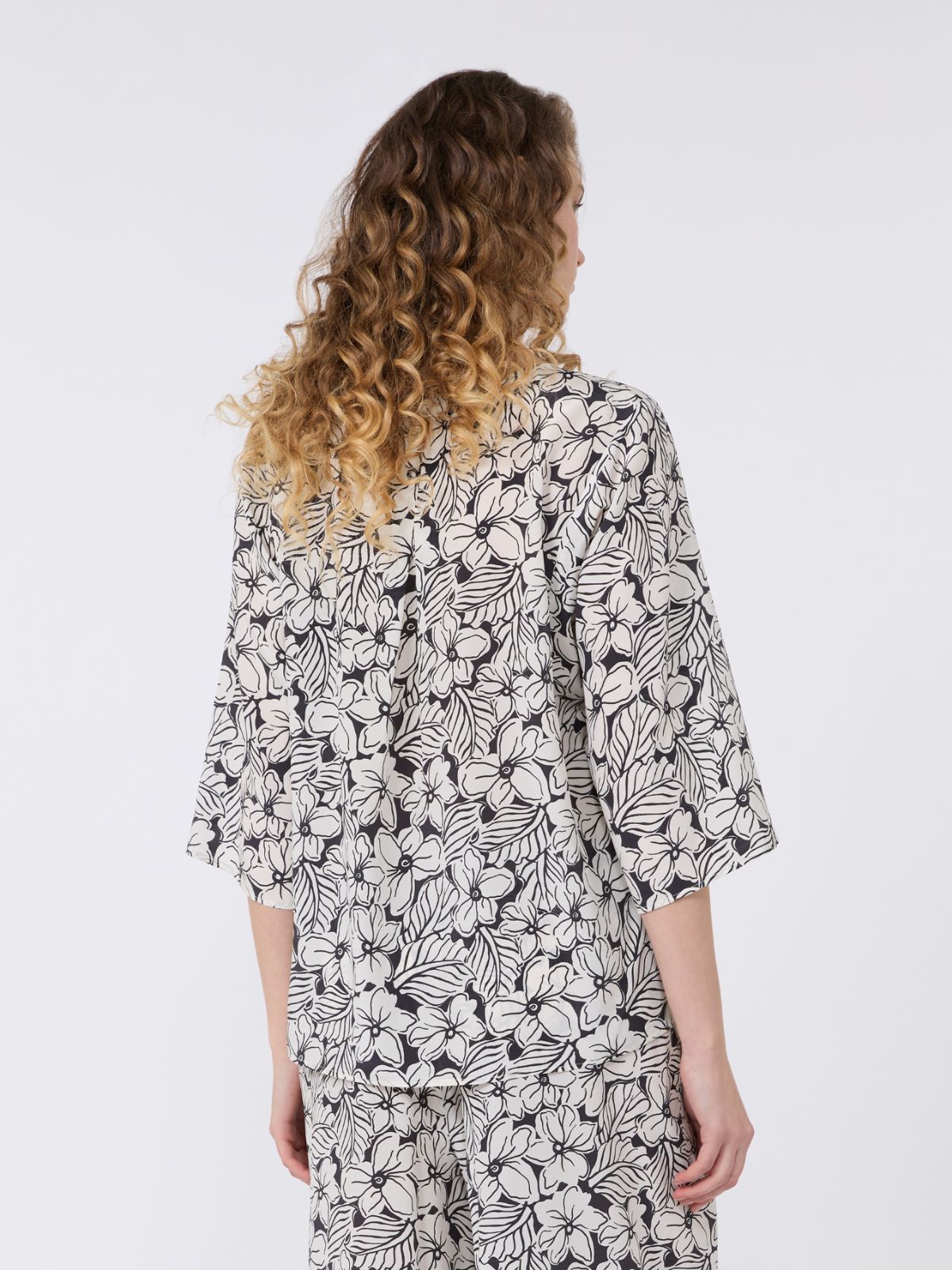 Printed silk crêpe de Chine blouse - BLACK - Weekend - 3
