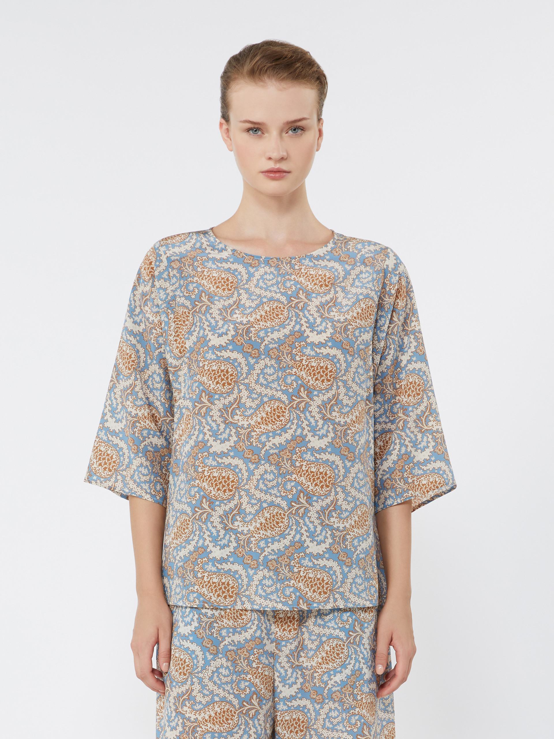 Printed silk crêpe de Chine blouse - LIGHT BLUE - Weekend Max Mara - 2