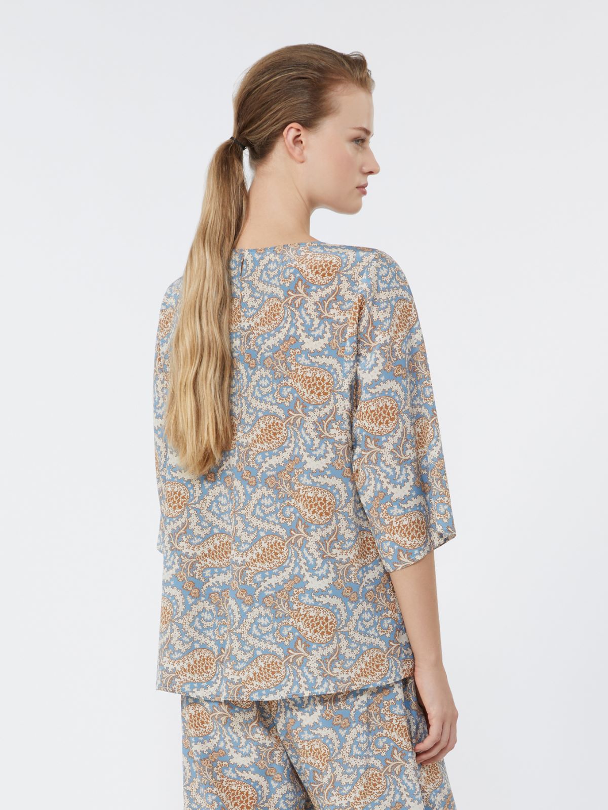 Printed silk crêpe de Chine blouse - LIGHT BLUE - Weekend - 3