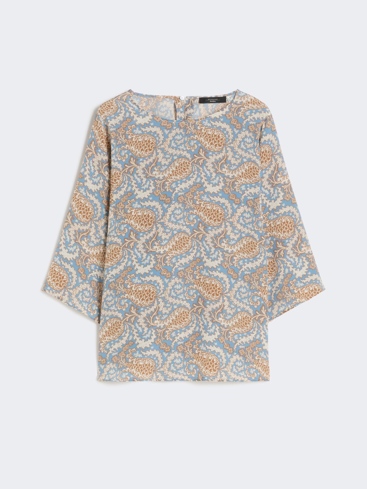 Printed silk crêpe de Chine blouse - LIGHT BLUE - Weekend - 5