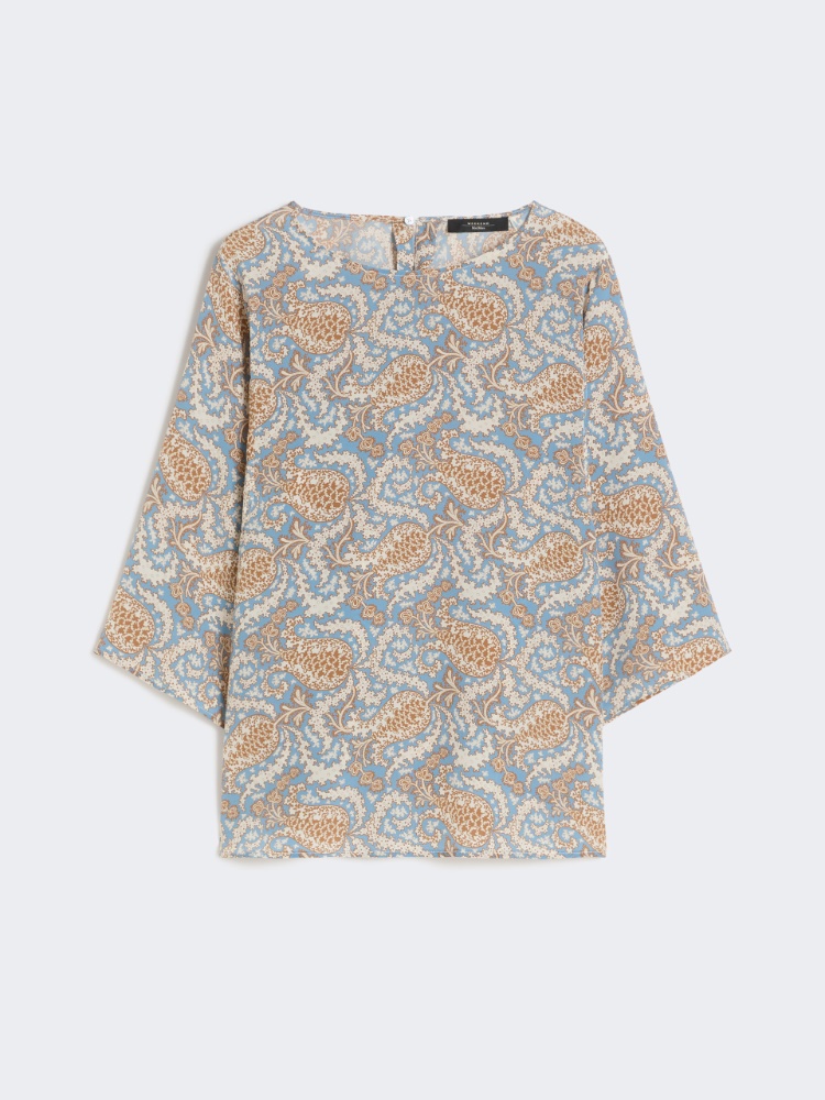 Printed silk crêpe de Chine blouse - LIGHT BLUE - Weekend - 2