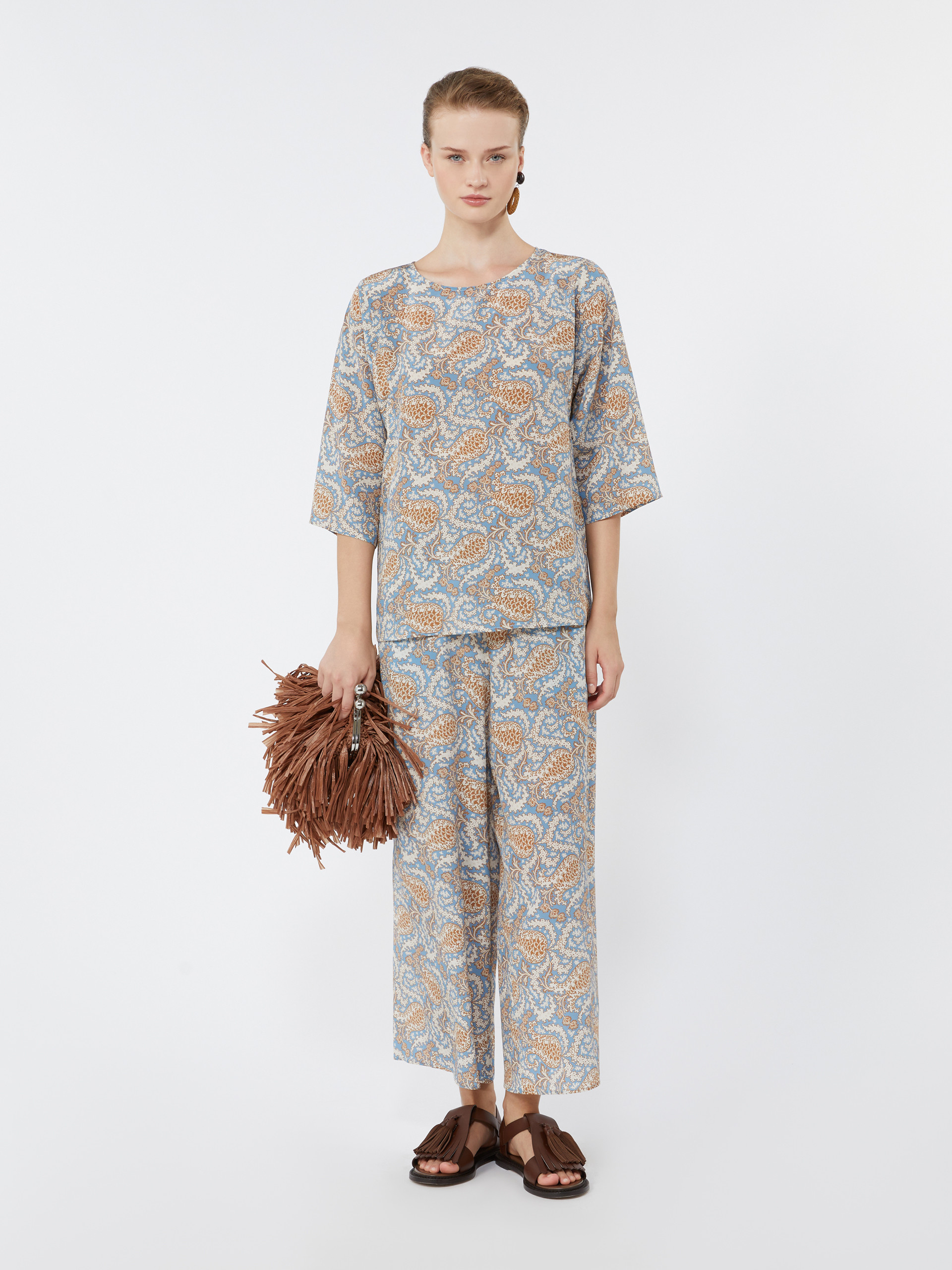 Printed silk crêpe de Chine blouse - LIGHT BLUE - Weekend Max Mara
