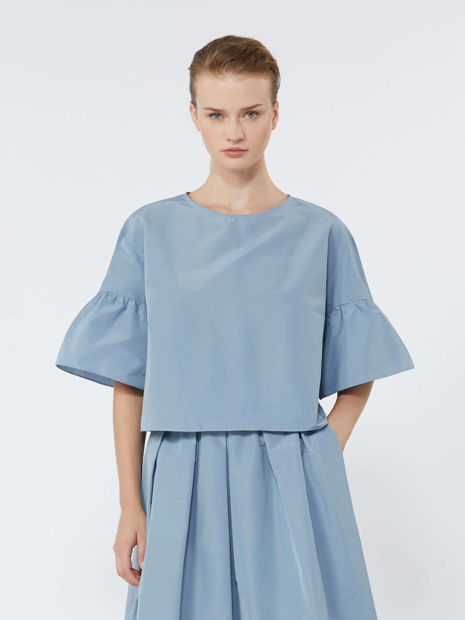 Cotton taffeta cropped blouse - LIGHT BLUE - Weekend Max Mara - 2