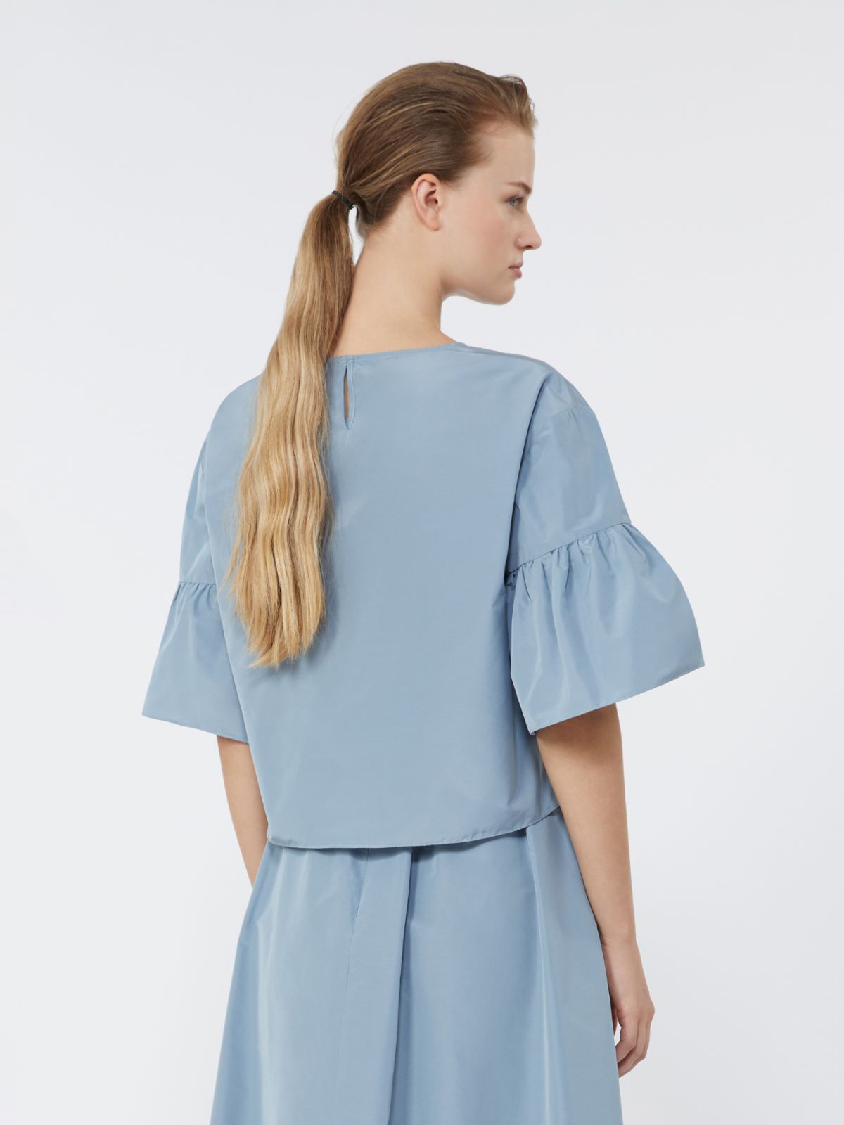 Cotton taffeta cropped blouse - LIGHT BLUE - Weekend - 3