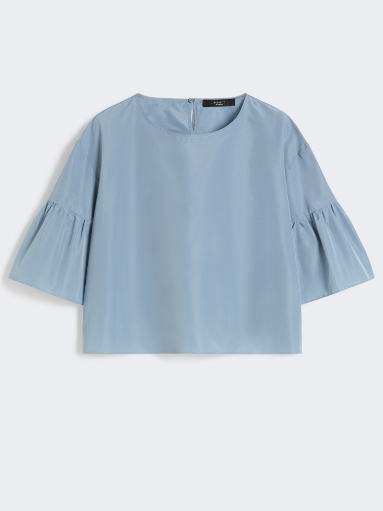 Cotton taffeta cropped blouse - LIGHT BLUE - Weekend - 2