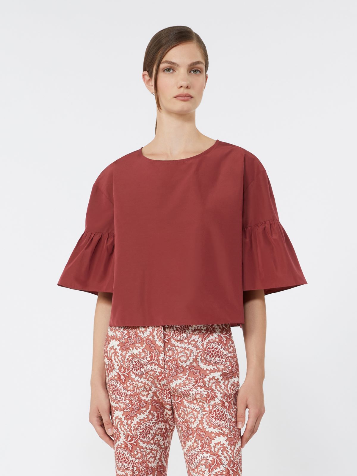 Cotton taffeta cropped blouse - CHERRY - Weekend - 2