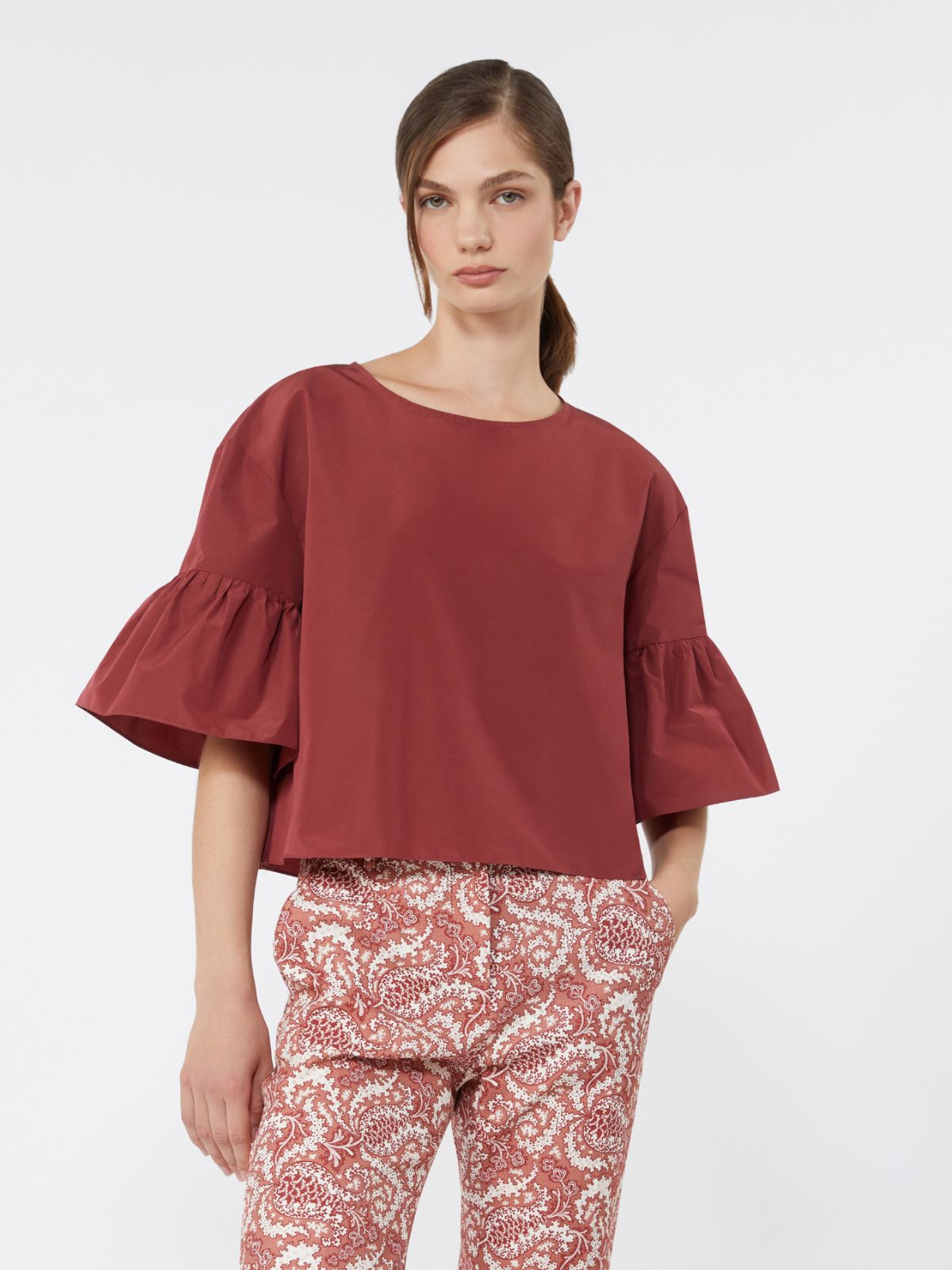 Cotton taffeta cropped blouse - CHERRY - Weekend - 4