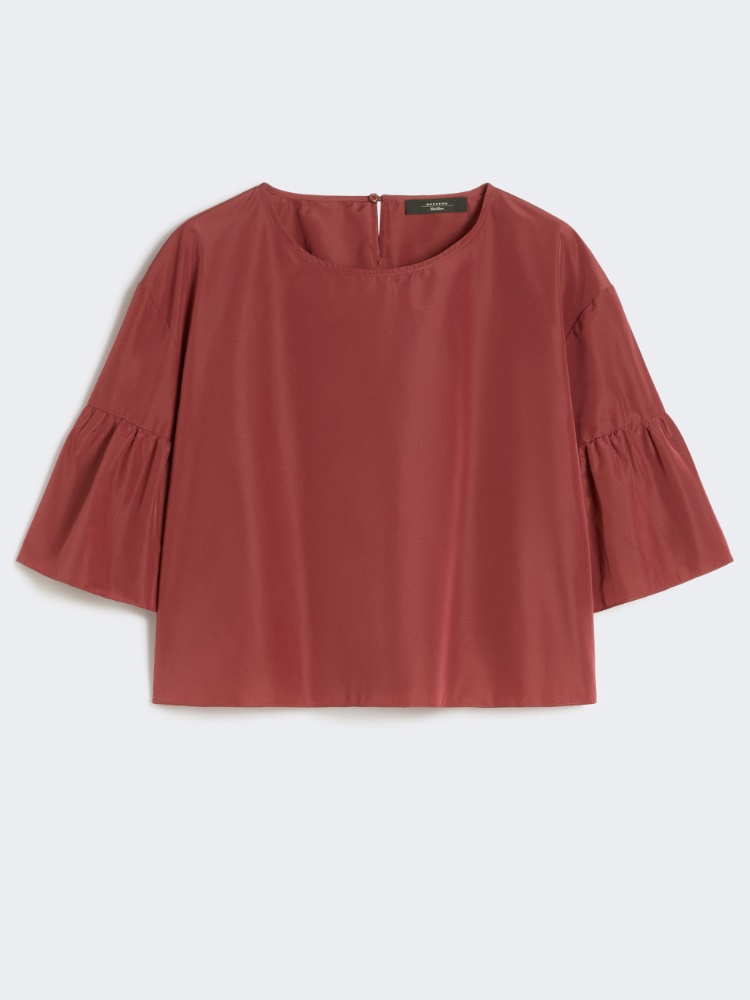 Cotton taffeta cropped blouse - CHERRY - Weekend - 2