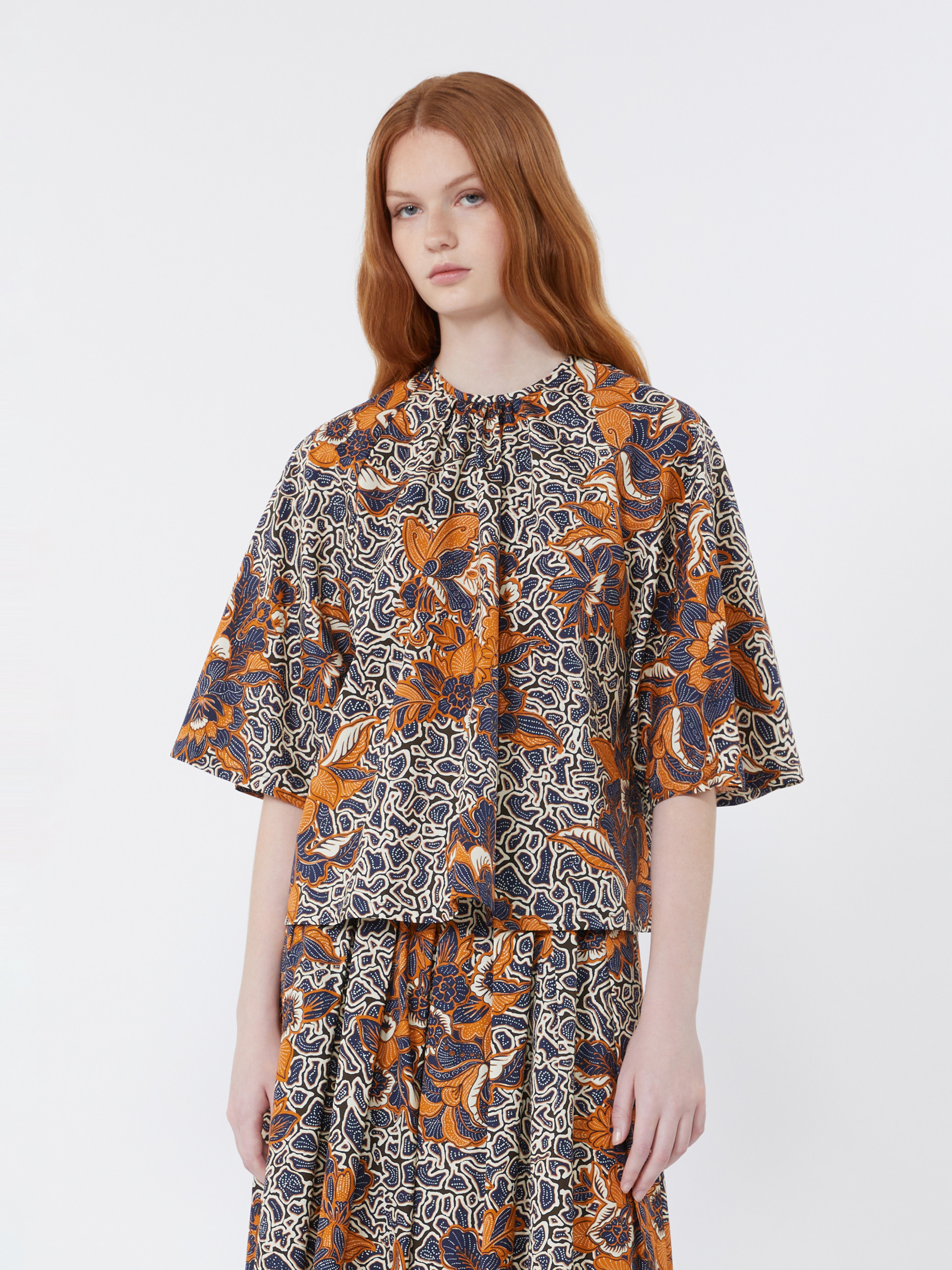 Printed cotton poplin blouse - NAVY - Weekend Max Mara - 2