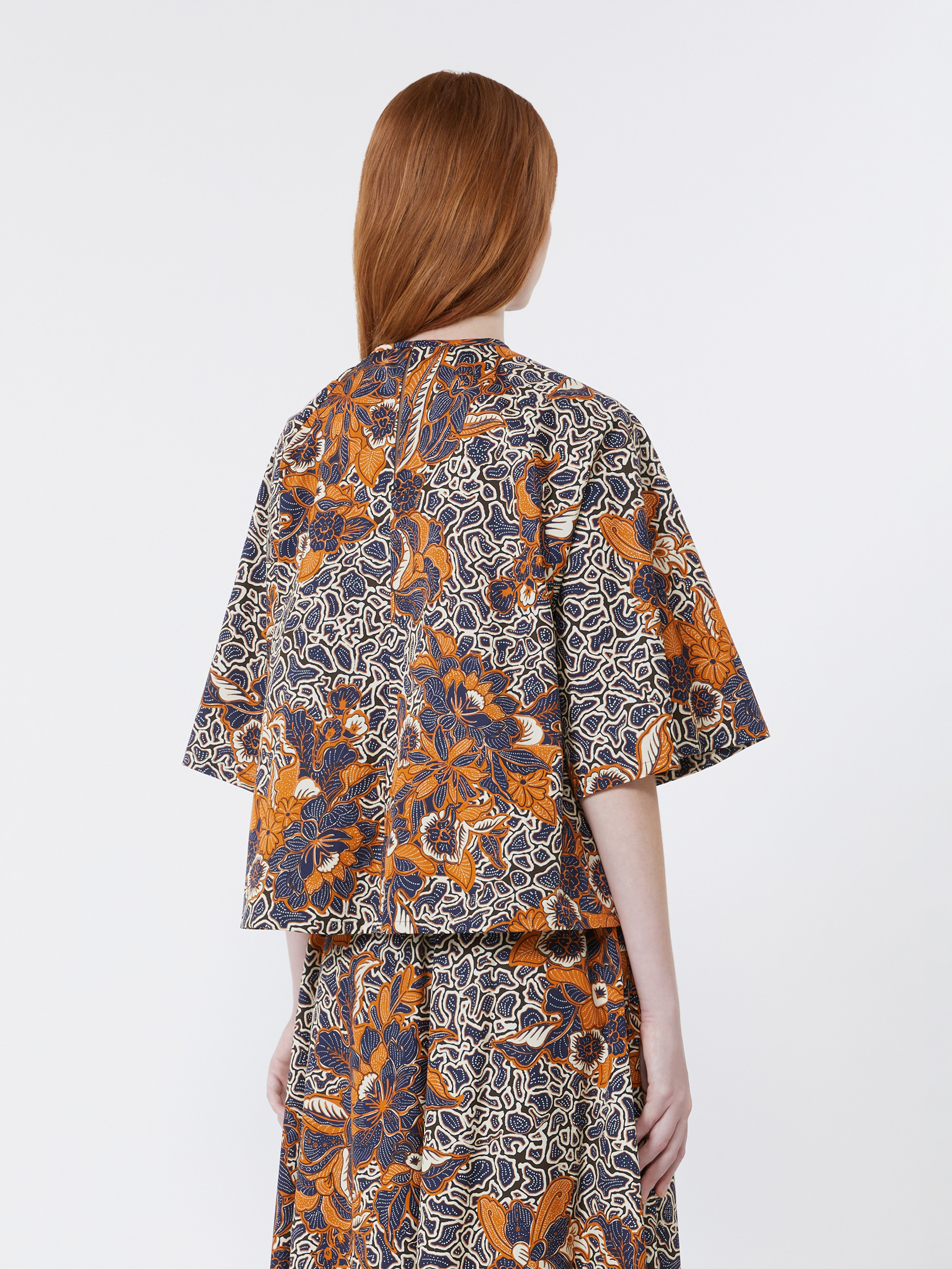 Printed cotton poplin blouse - NAVY - Weekend Max Mara - 3