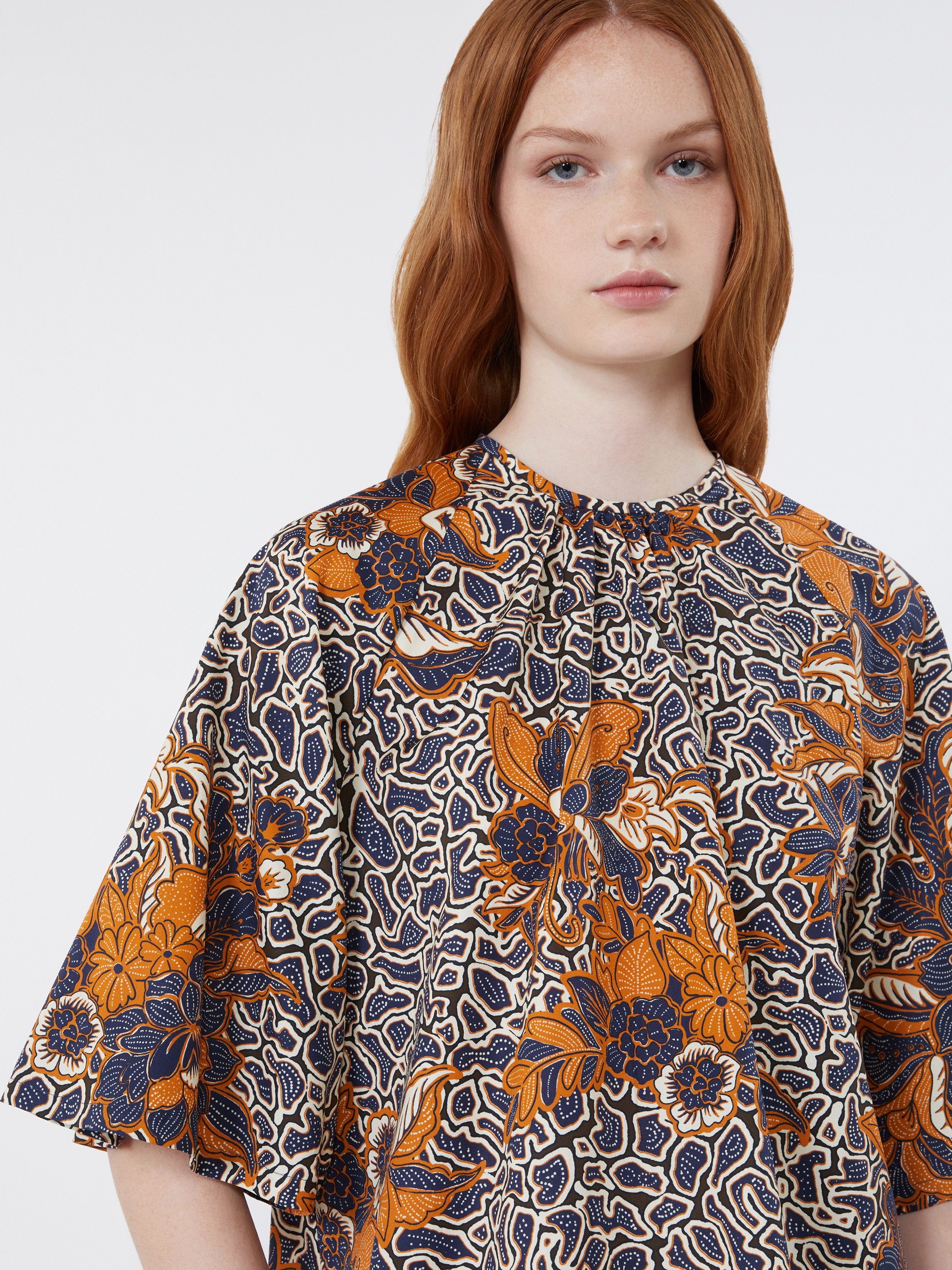 Printed cotton poplin blouse - NAVY - Weekend Max Mara - 5