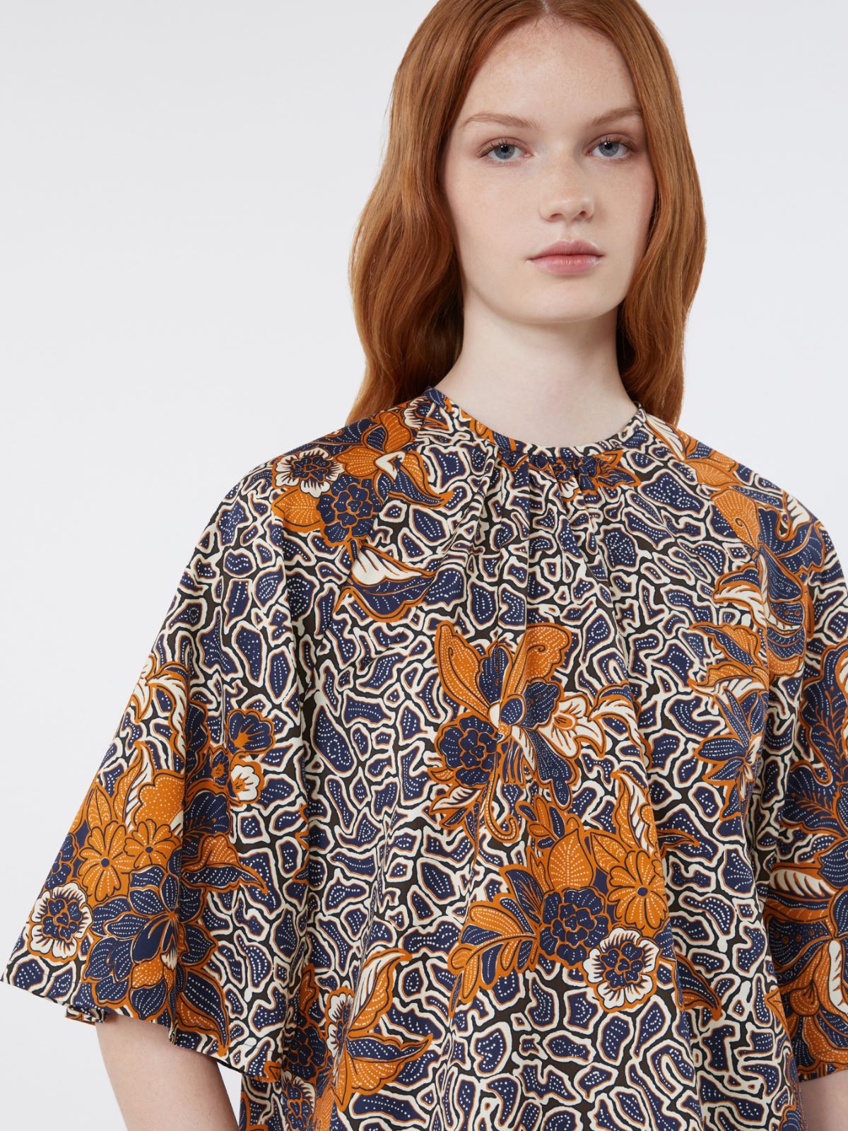 Printed cotton poplin blouse - NAVY - Weekend - 5