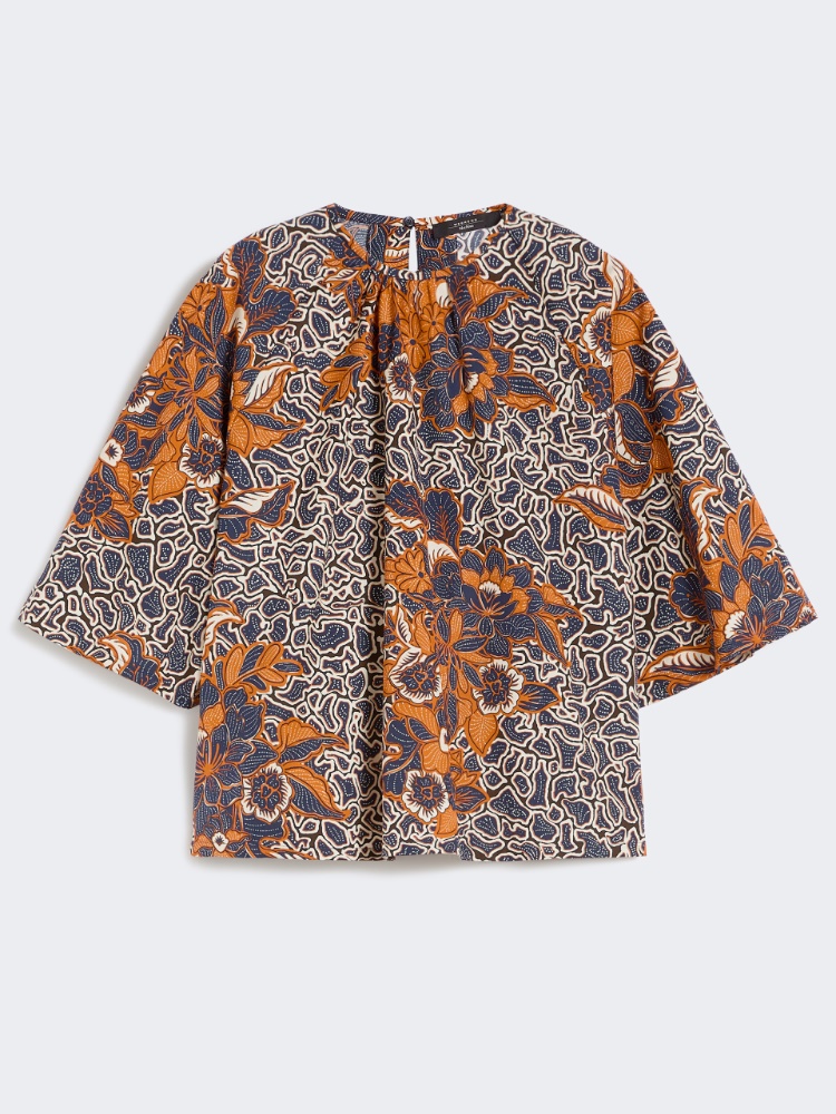 Printed cotton poplin blouse - NAVY - Weekend - 2