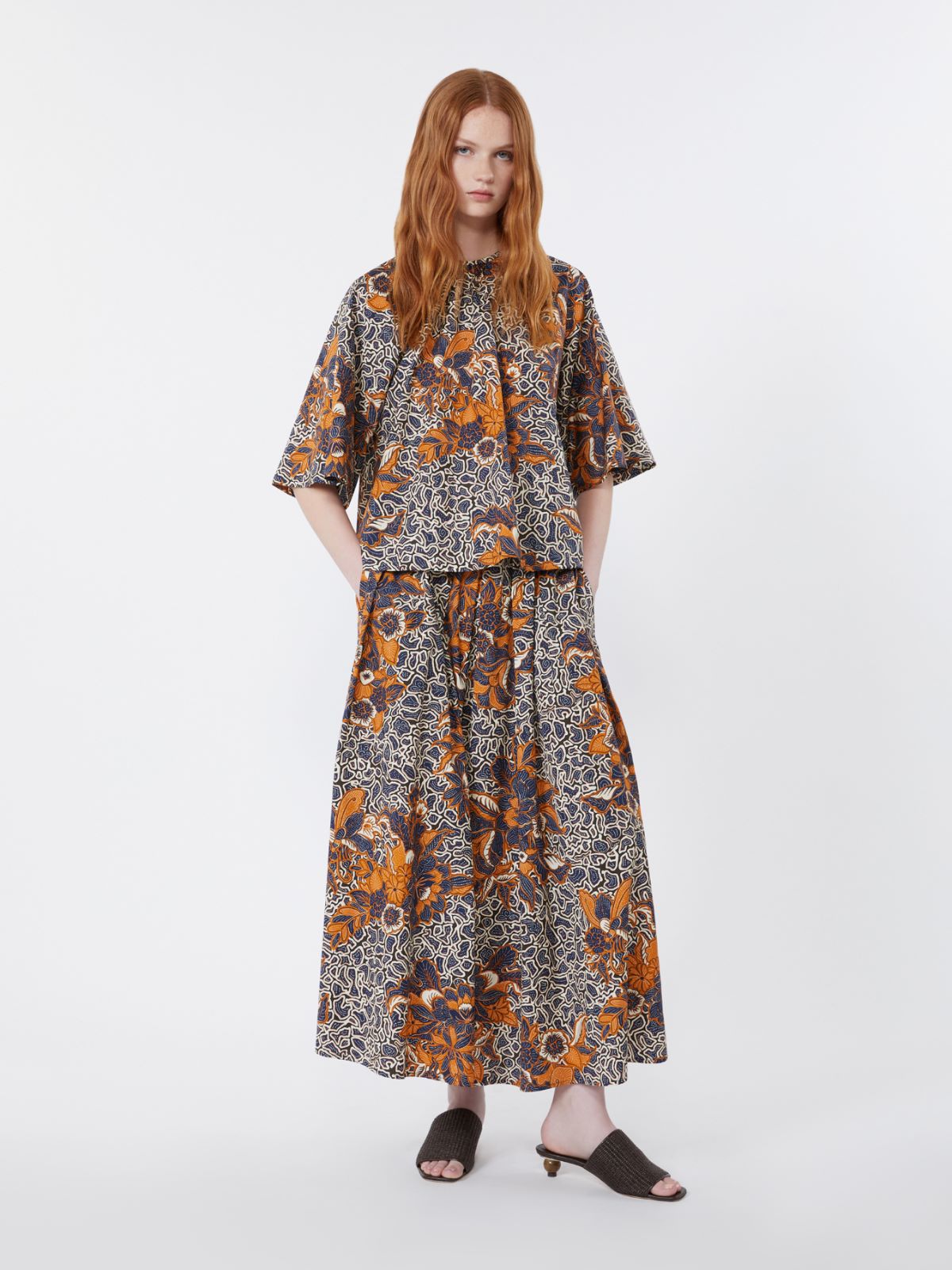 Printed cotton poplin blouse - NAVY - Weekend