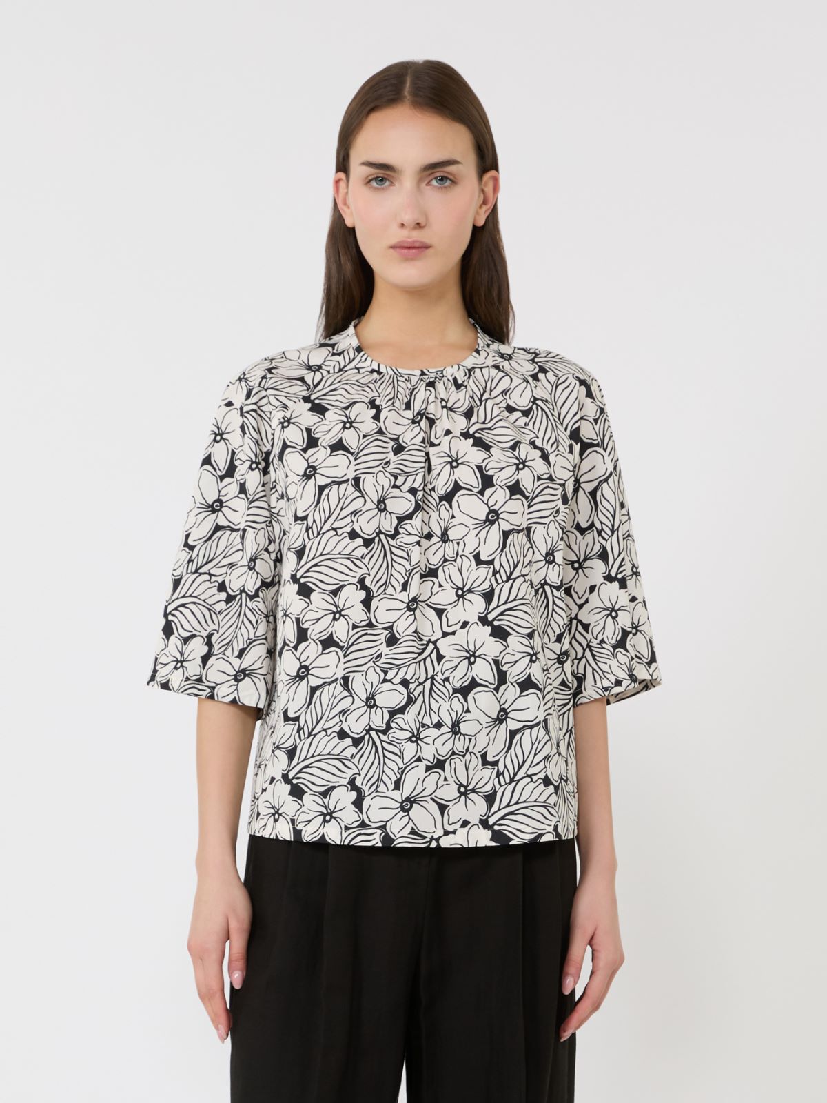 Printed cotton poplin blouse - BLACK - Weekend - 2