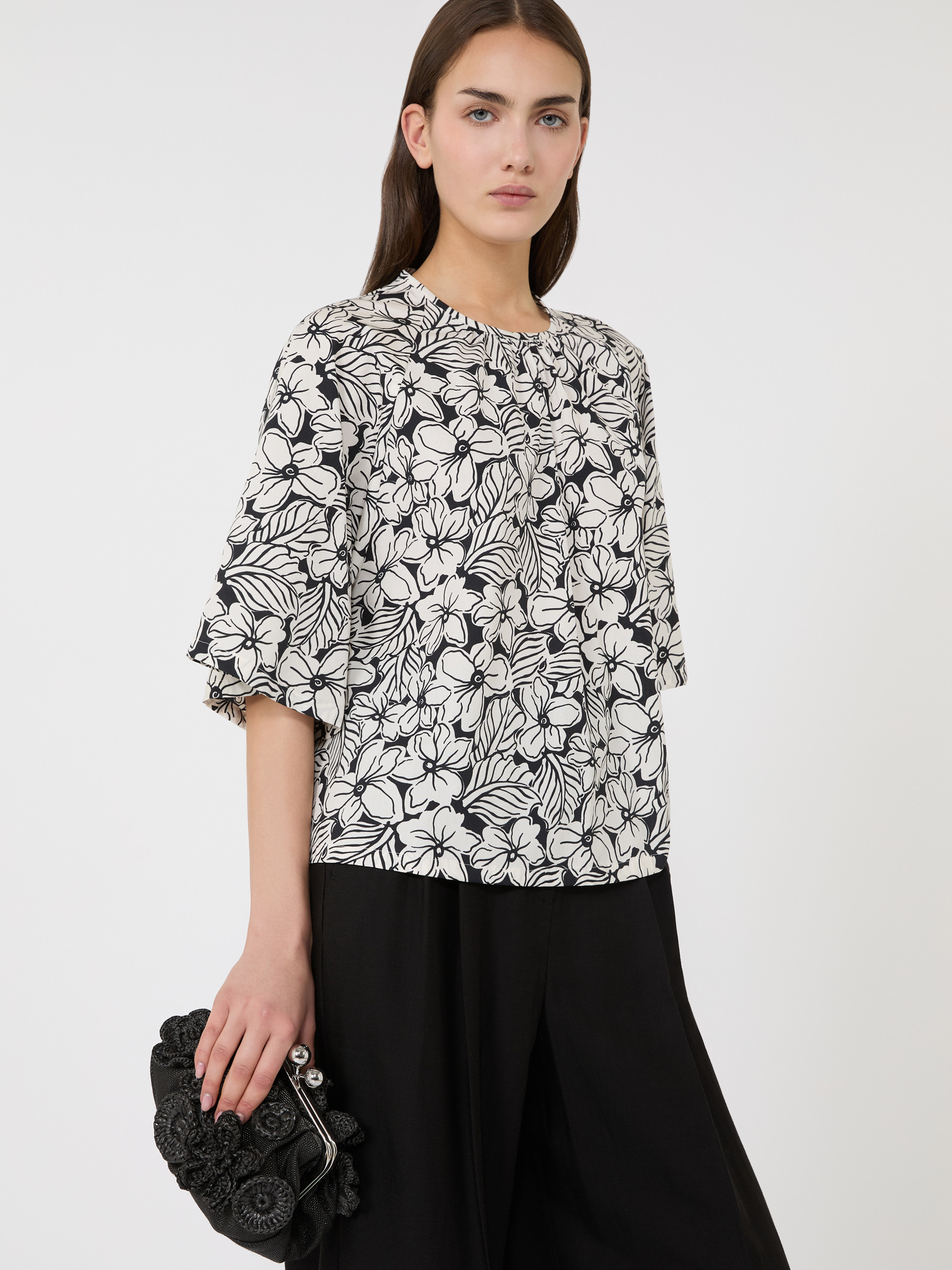 Printed cotton poplin blouse - BLACK - Weekend Max Mara - 4