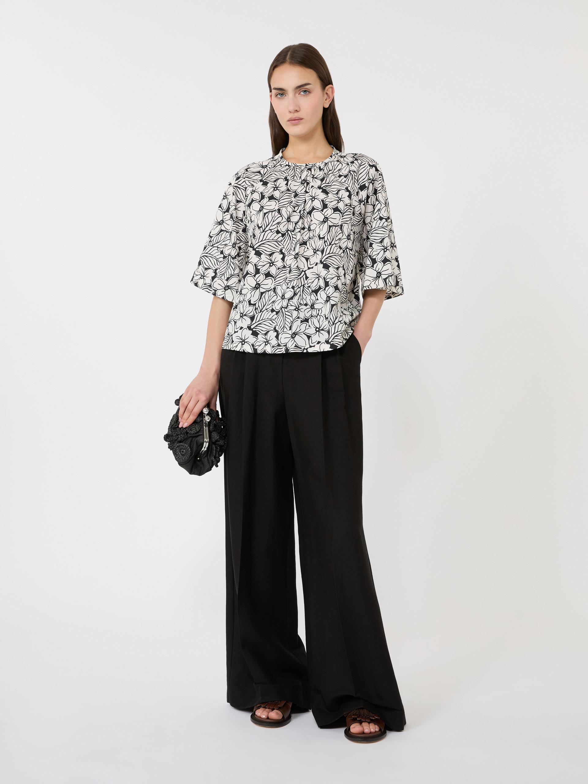 Printed cotton poplin blouse - BLACK - Weekend Max Mara