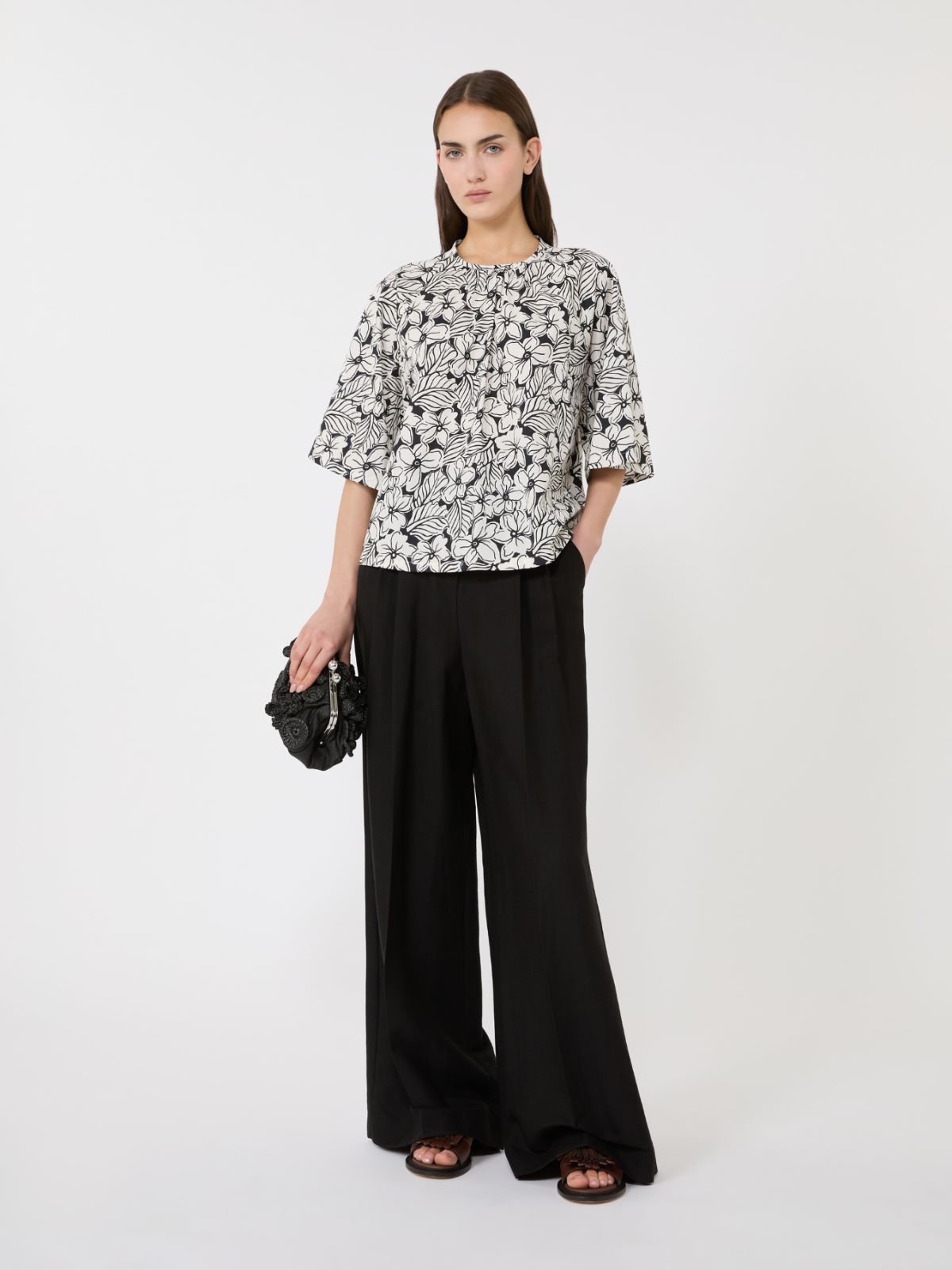 Printed cotton poplin blouse - BLACK - Weekend