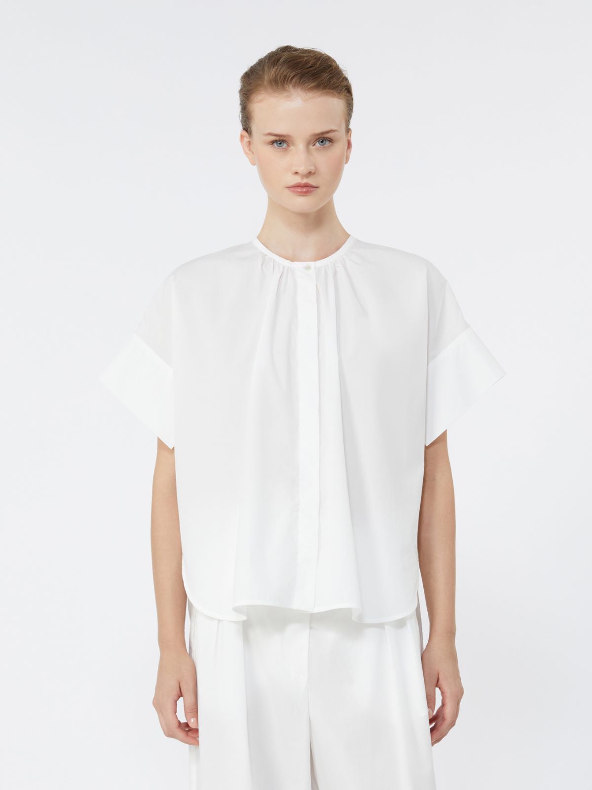 Cotton poplin crew-neck shirt - WHITE - Weekend - 2