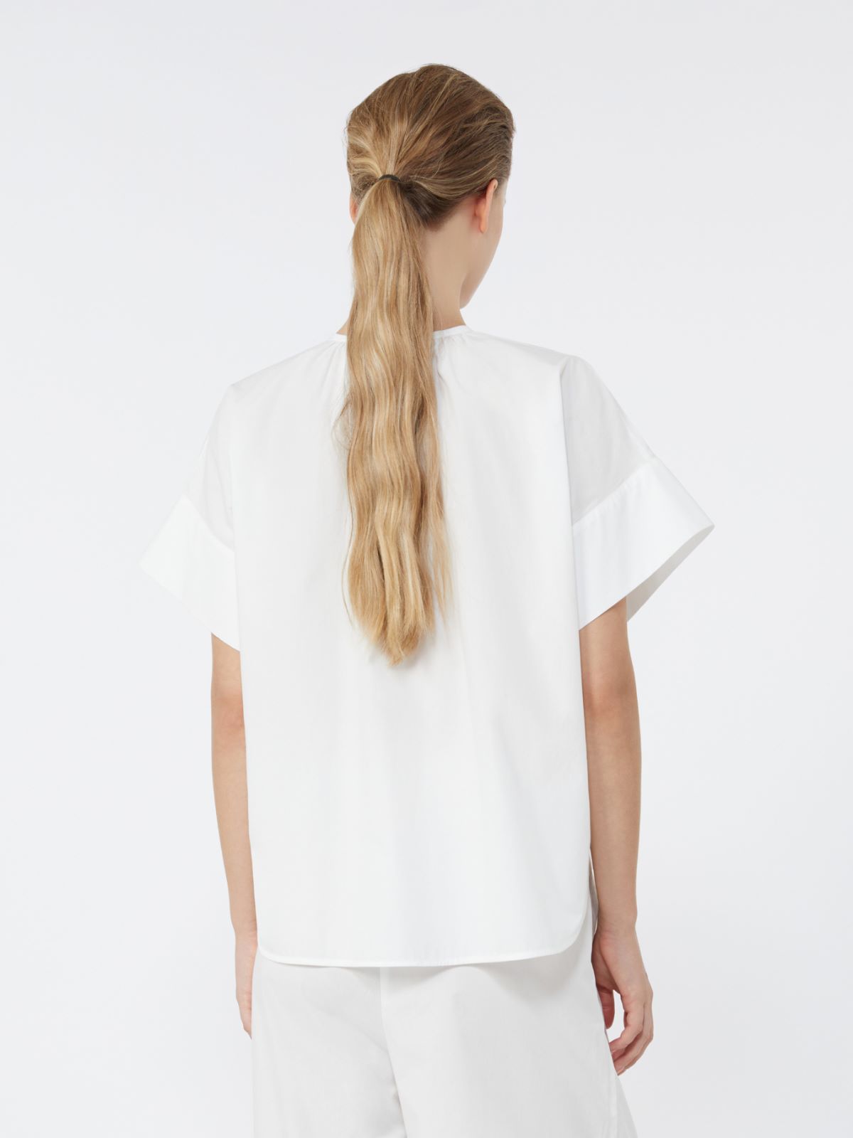 Cotton poplin crew-neck shirt - WHITE - Weekend - 3