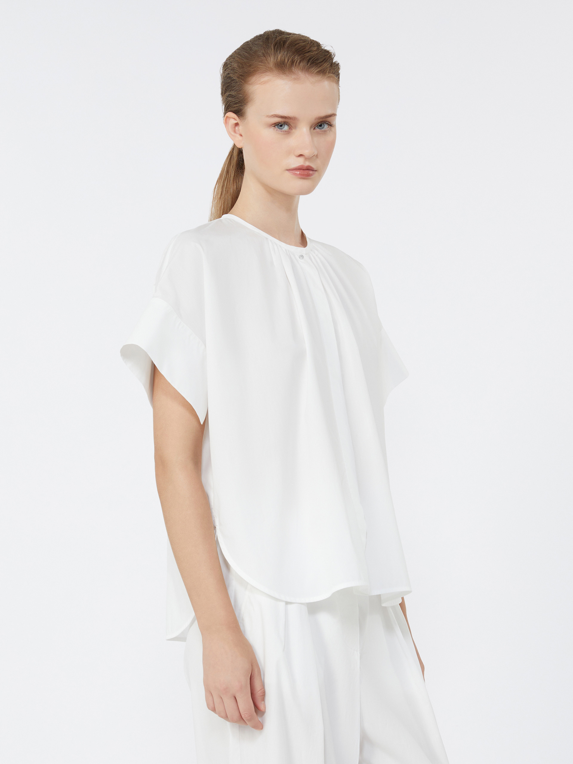 Camicia girocollo  in popeline di cotone - BIANCO - Weekend Max Mara - 4