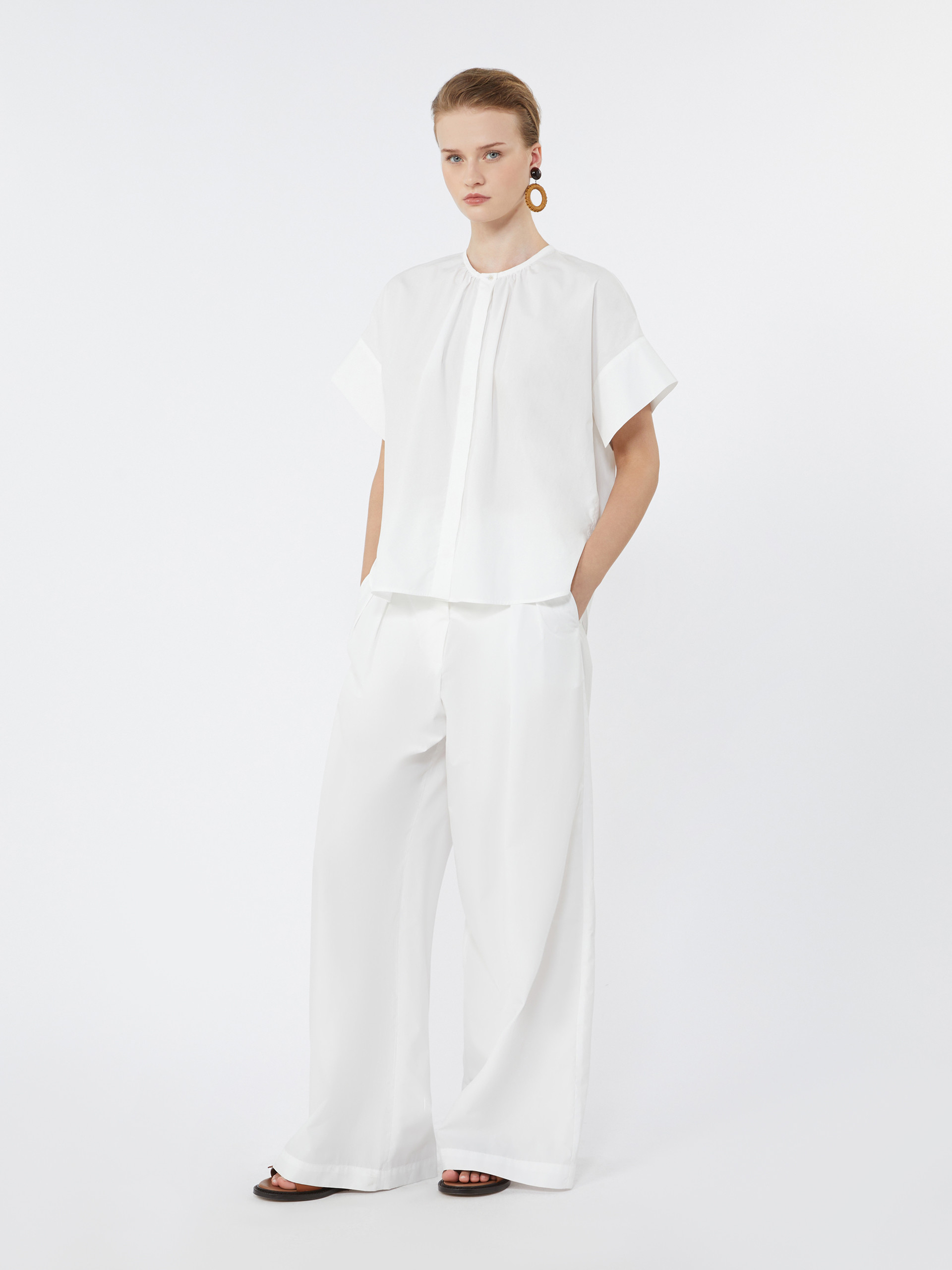 Camicia girocollo  in popeline di cotone - BIANCO - Weekend Max Mara