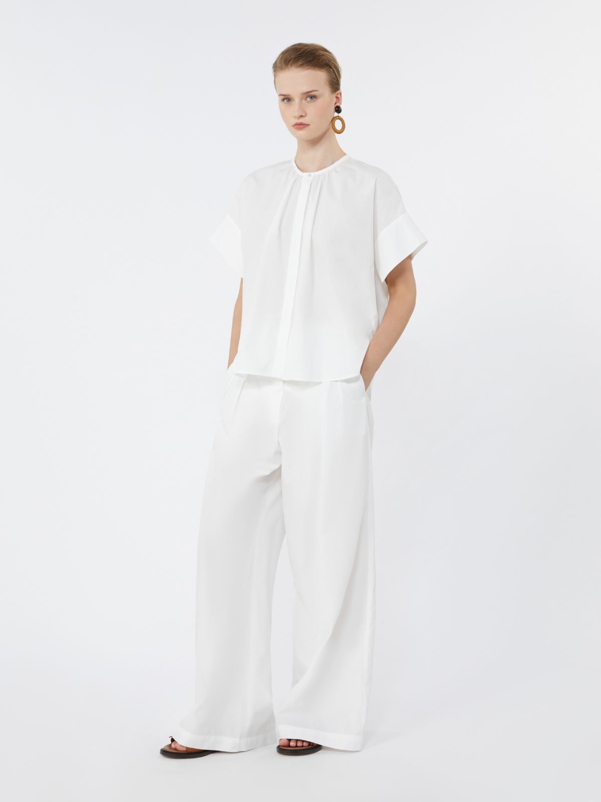 Cotton poplin crew-neck shirt - WHITE - Weekend