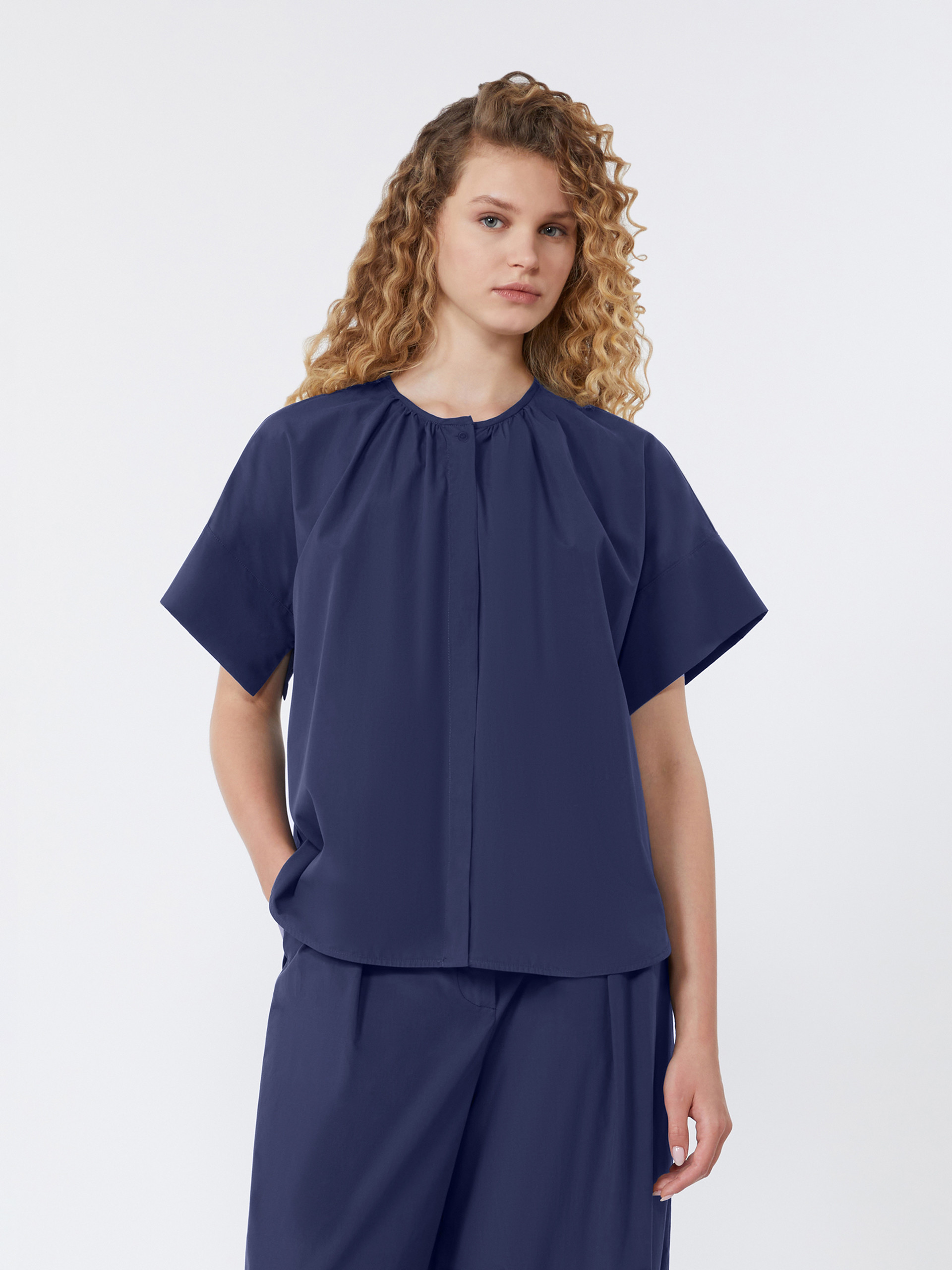 Cotton poplin crew-neck shirt - NAVY - Weekend Max Mara - 2