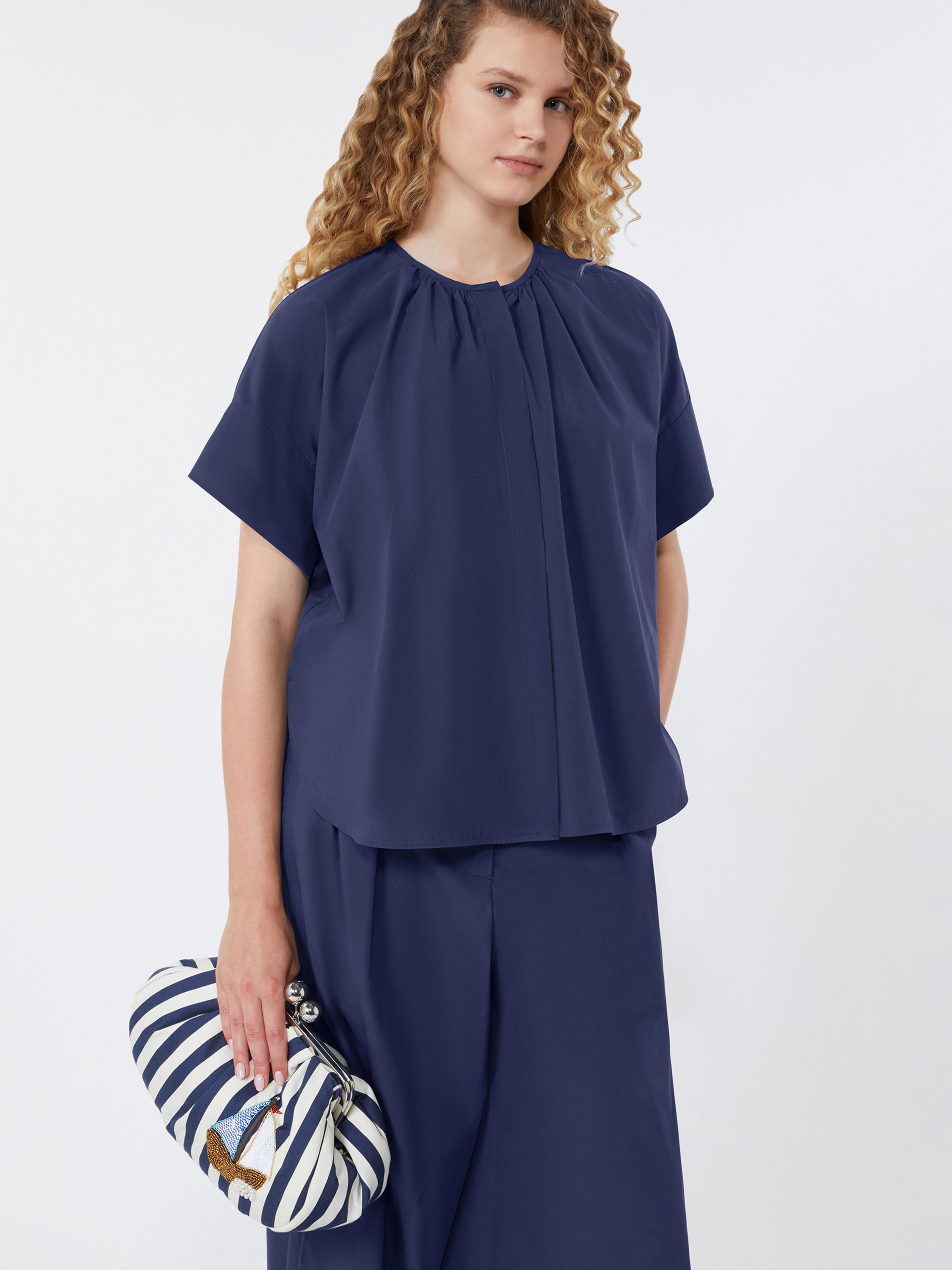 Cotton poplin crew-neck shirt - NAVY - Weekend Max Mara - 4