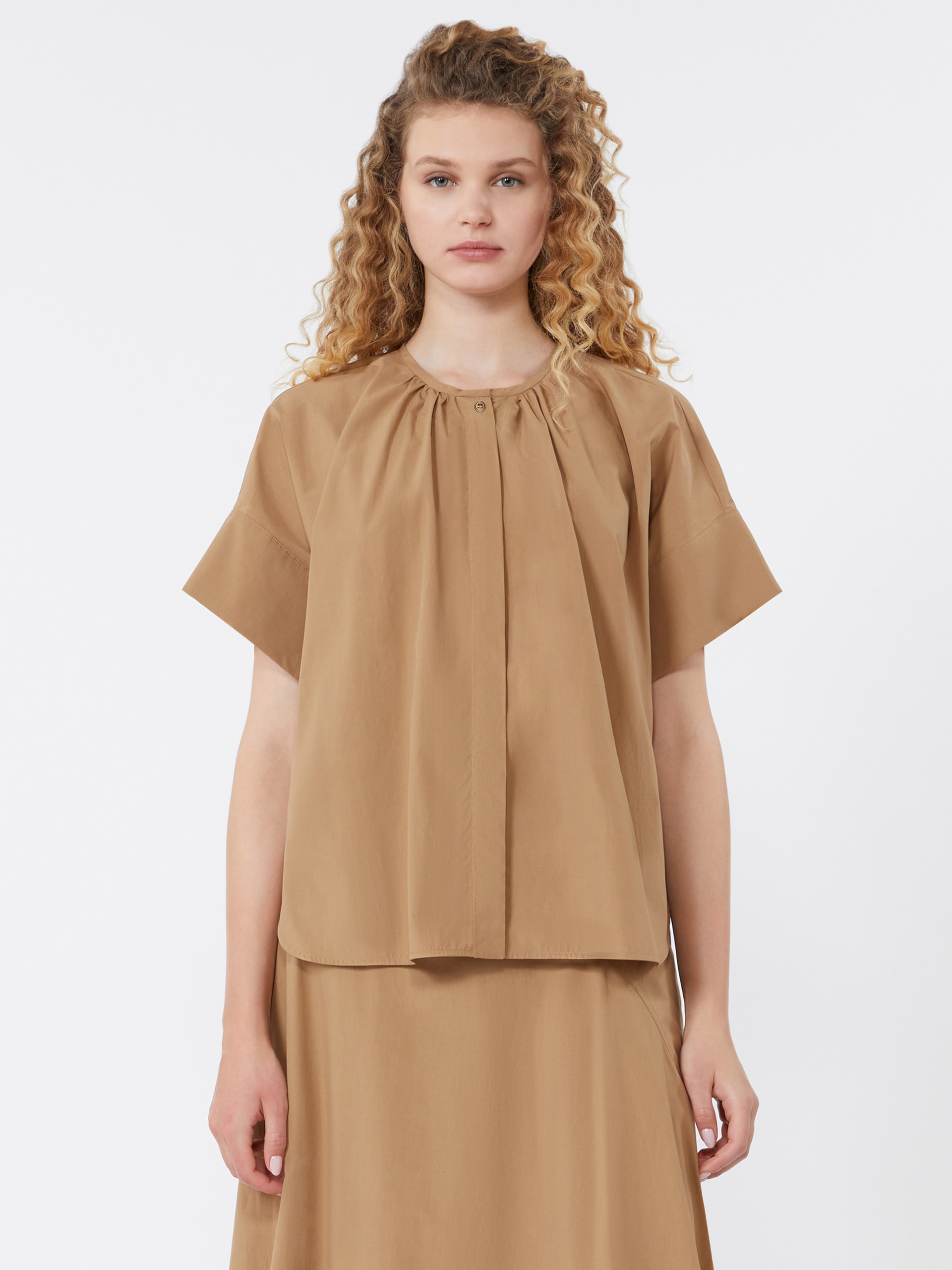 Cotton poplin crew-neck shirt - TOBACCO - Weekend Max Mara - 2
