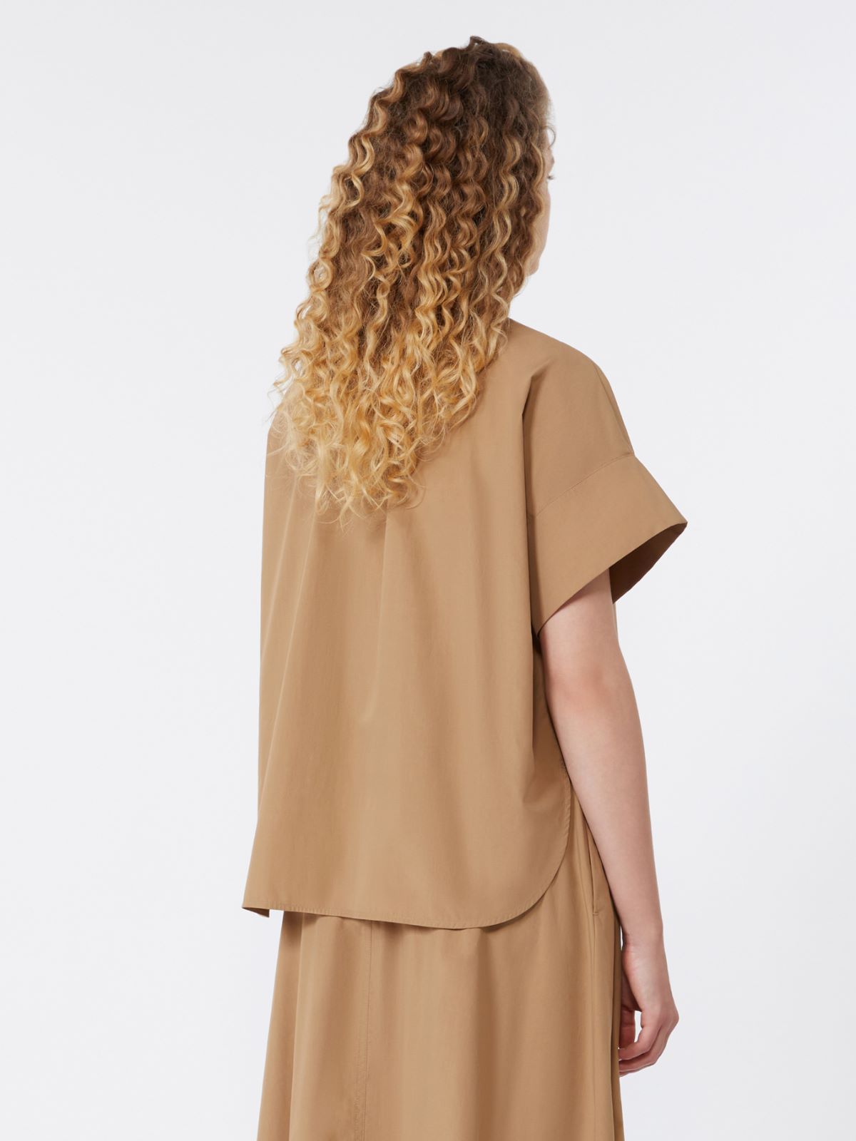 Cotton poplin crew-neck shirt - TOBACCO - Weekend - 3