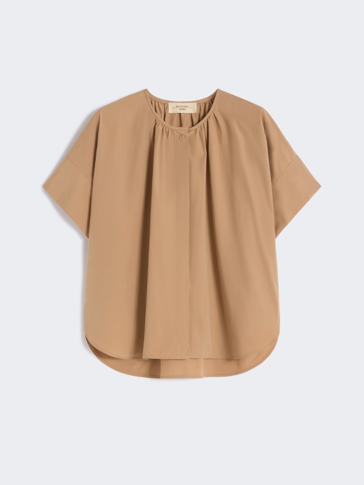 Cotton poplin crew-neck shirt - TOBACCO - Weekend - 6