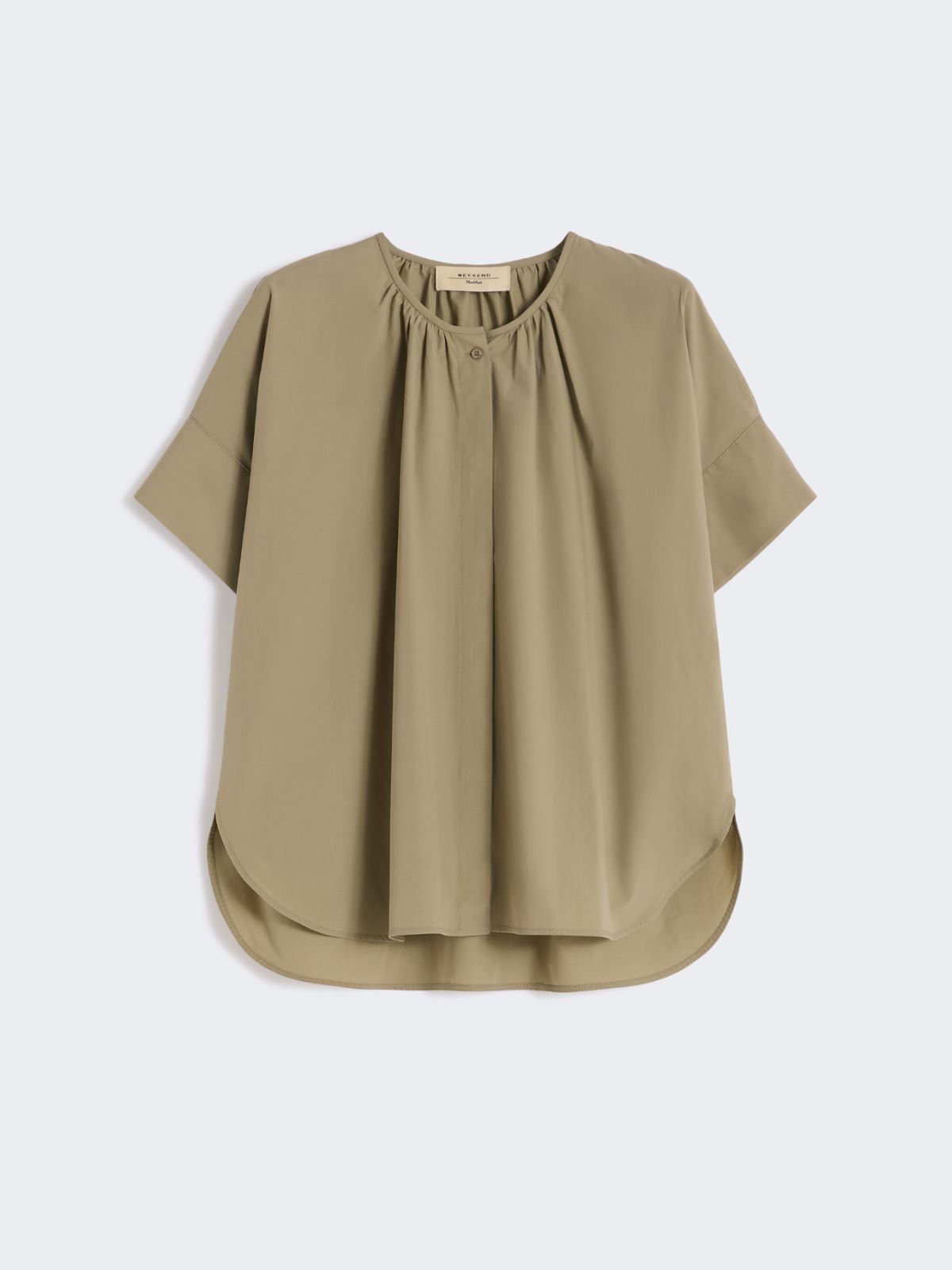Cotton poplin crew-neck shirt - OLIVE GREEN - Weekend - 5