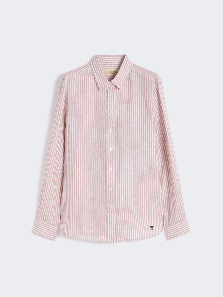 Camicia a righe in tela di lino - ROSA ANTICO - Weekend