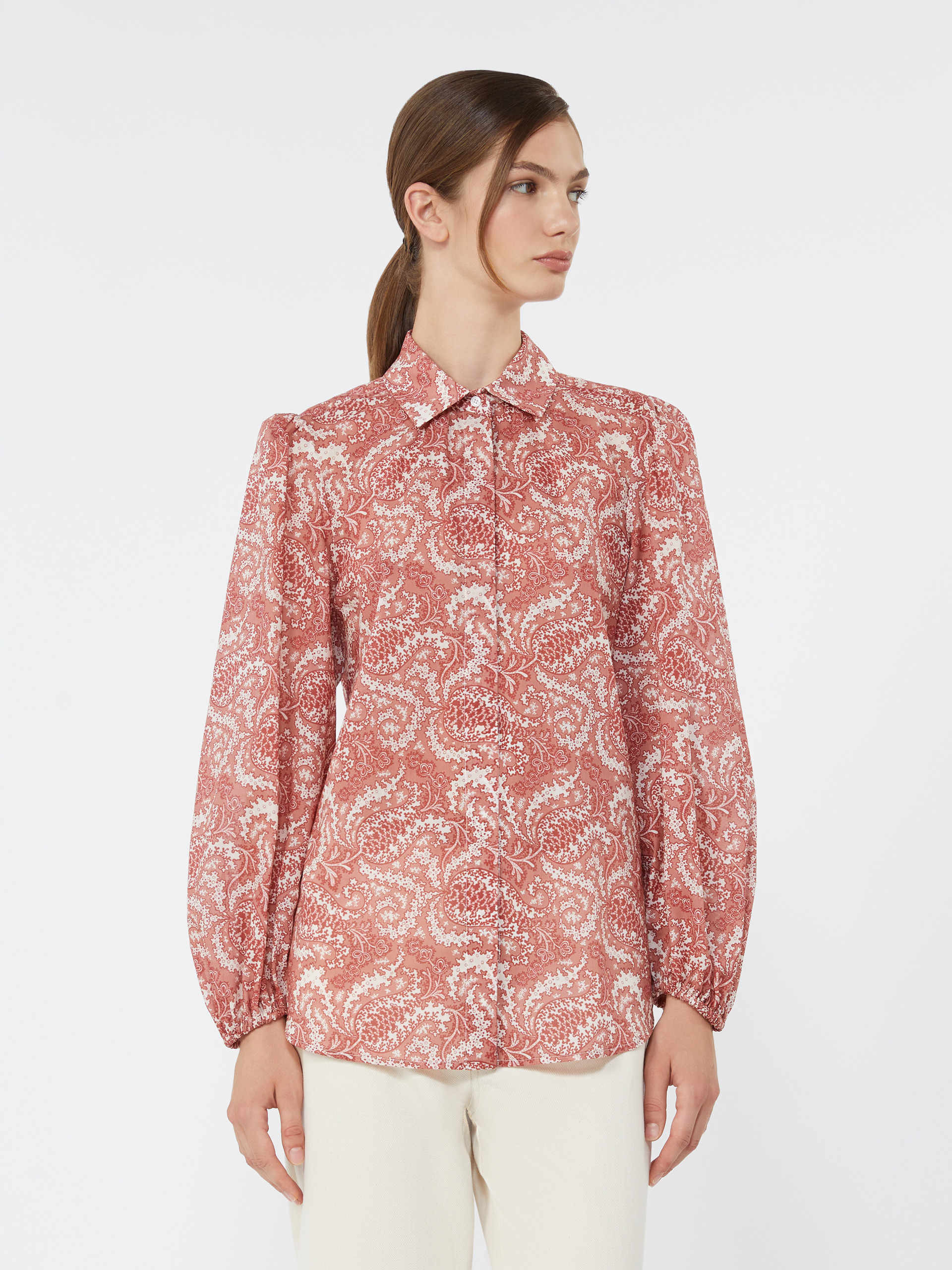 Printed cotton voile shirt - CHERRY - Weekend Max Mara - 2
