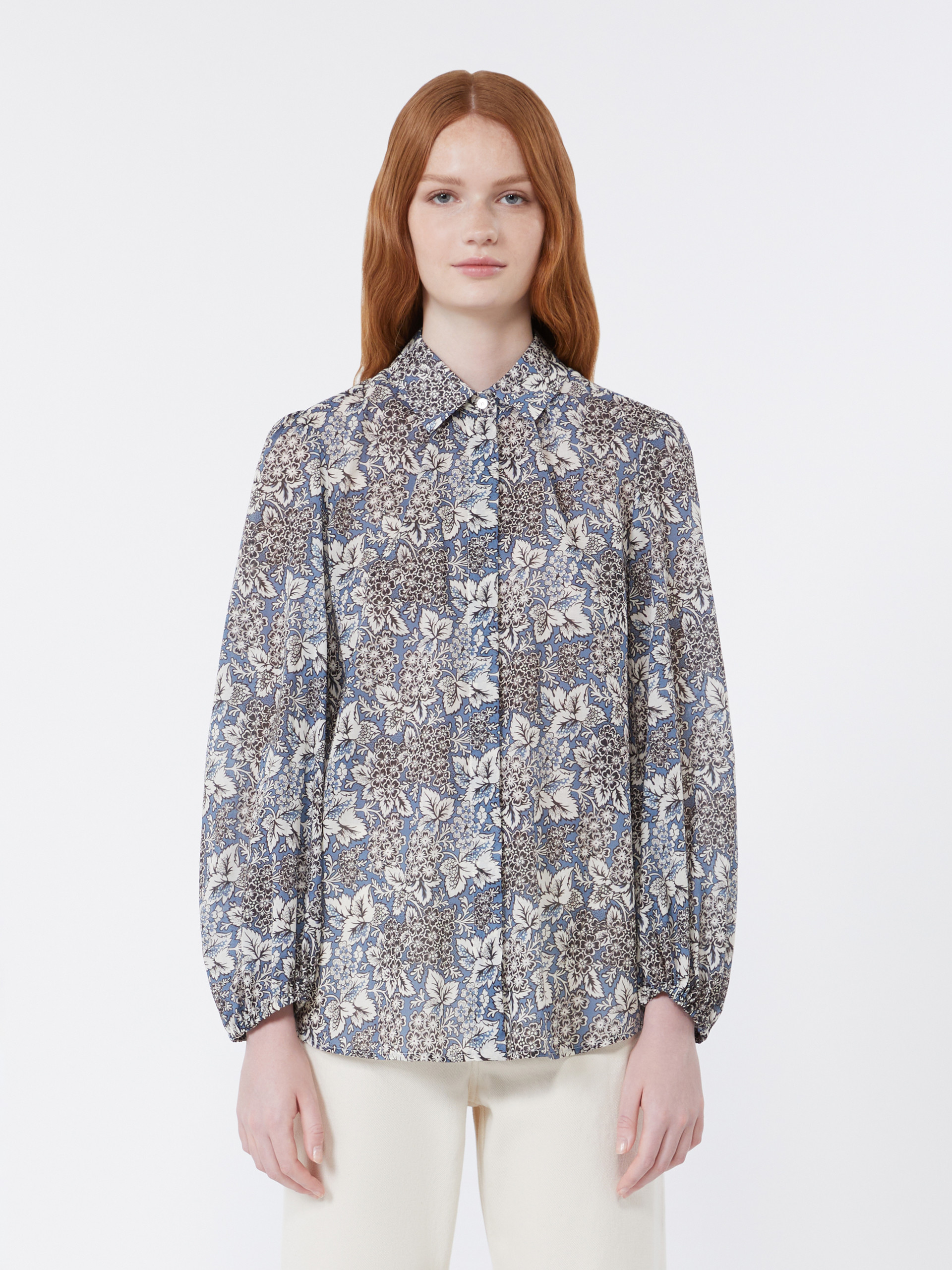 Printed cotton voile shirt - NAVY - Weekend Max Mara - 2