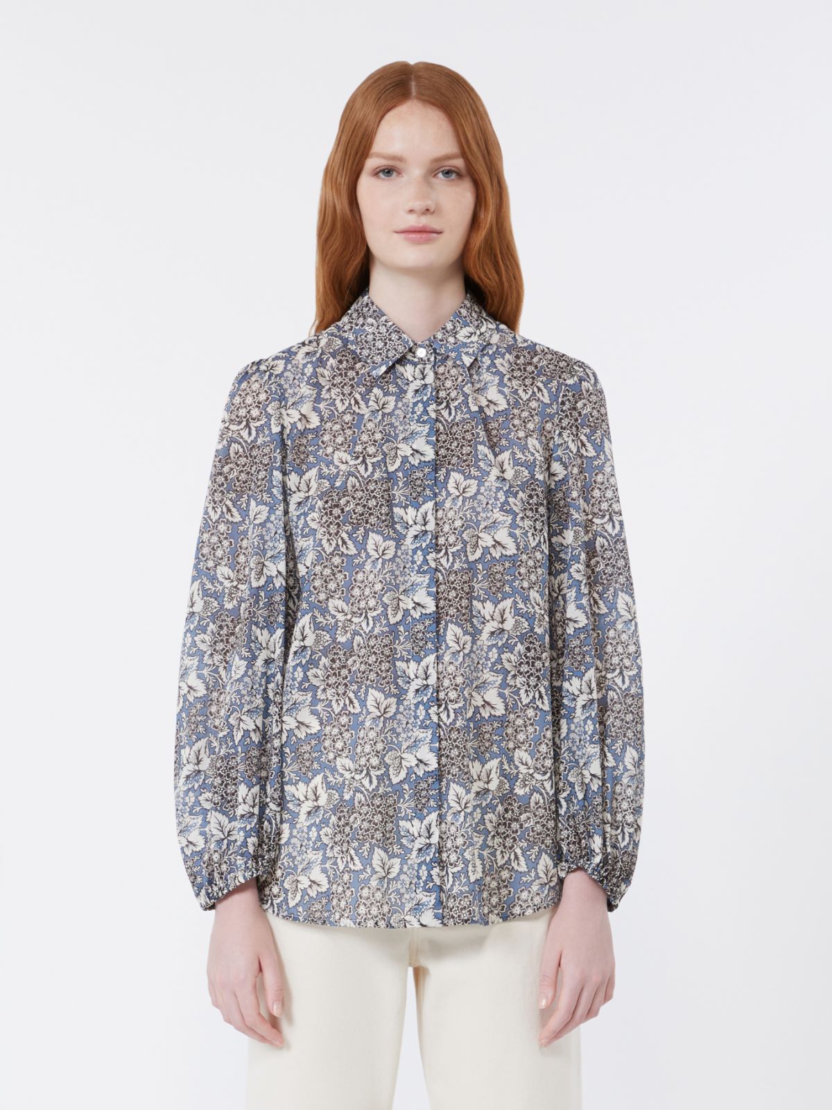Printed cotton voile shirt - NAVY - Weekend - 2