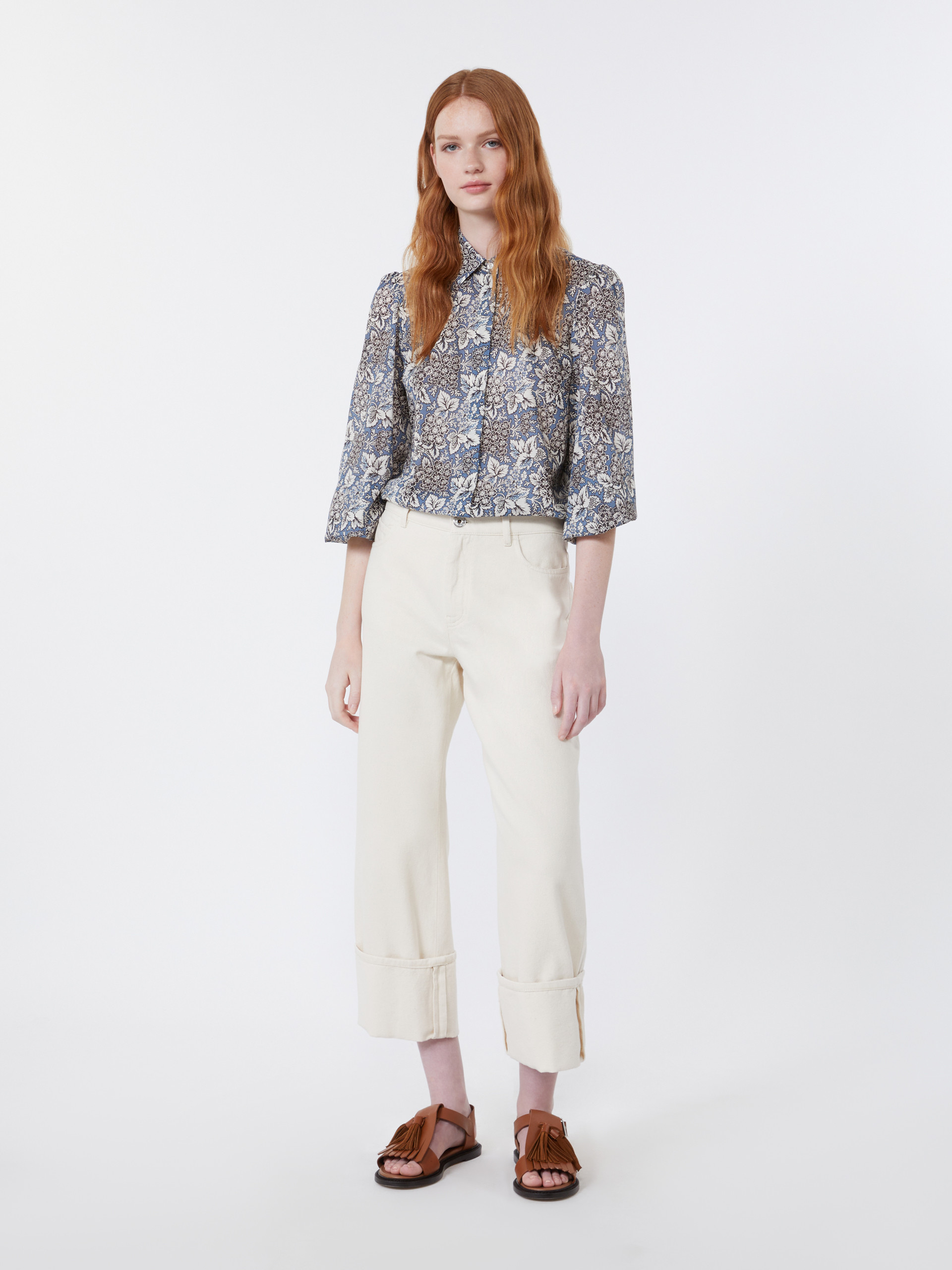 Printed cotton voile shirt - NAVY - Weekend Max Mara