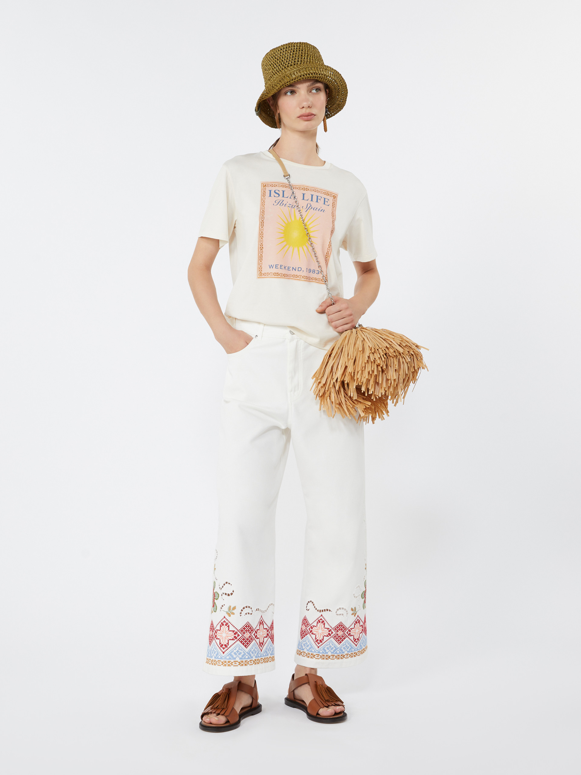 Cotton bull trousers - WHITE - Weekend Max Mara