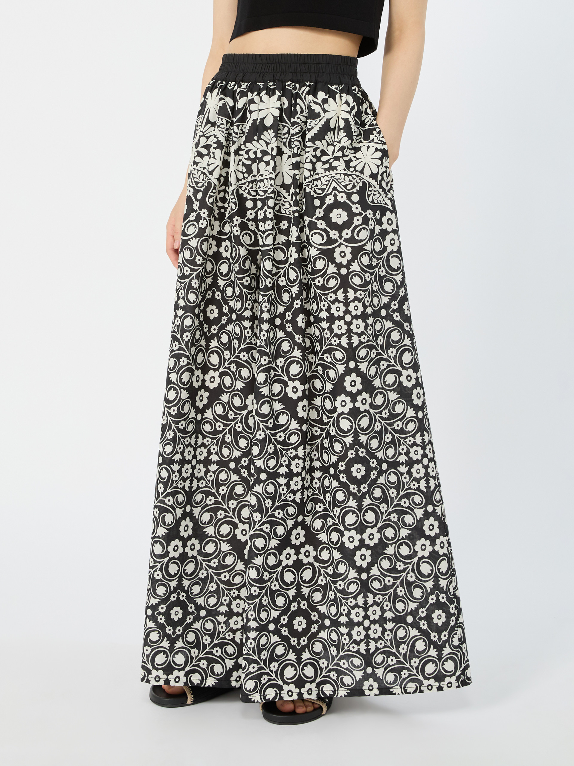 Wide-leg printed cotton trousers - BLACK - Weekend Max Mara - 2