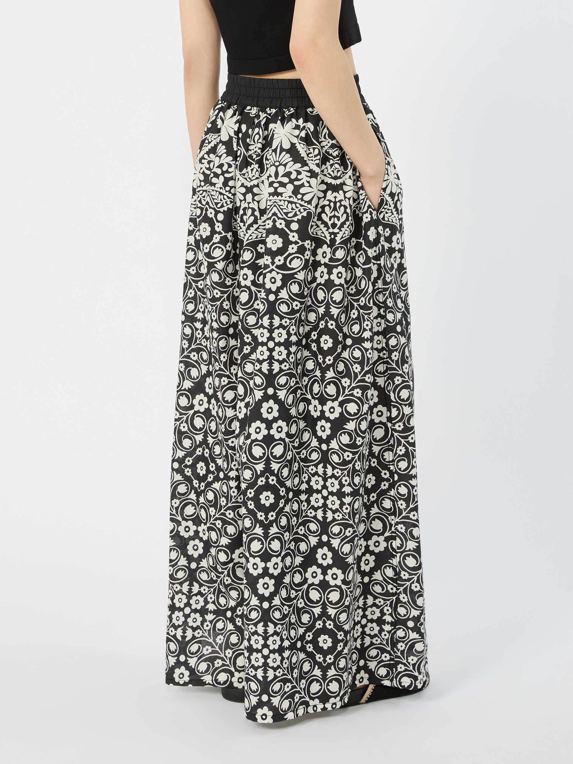 Wide-leg printed cotton trousers - BLACK - Weekend Max Mara - 3