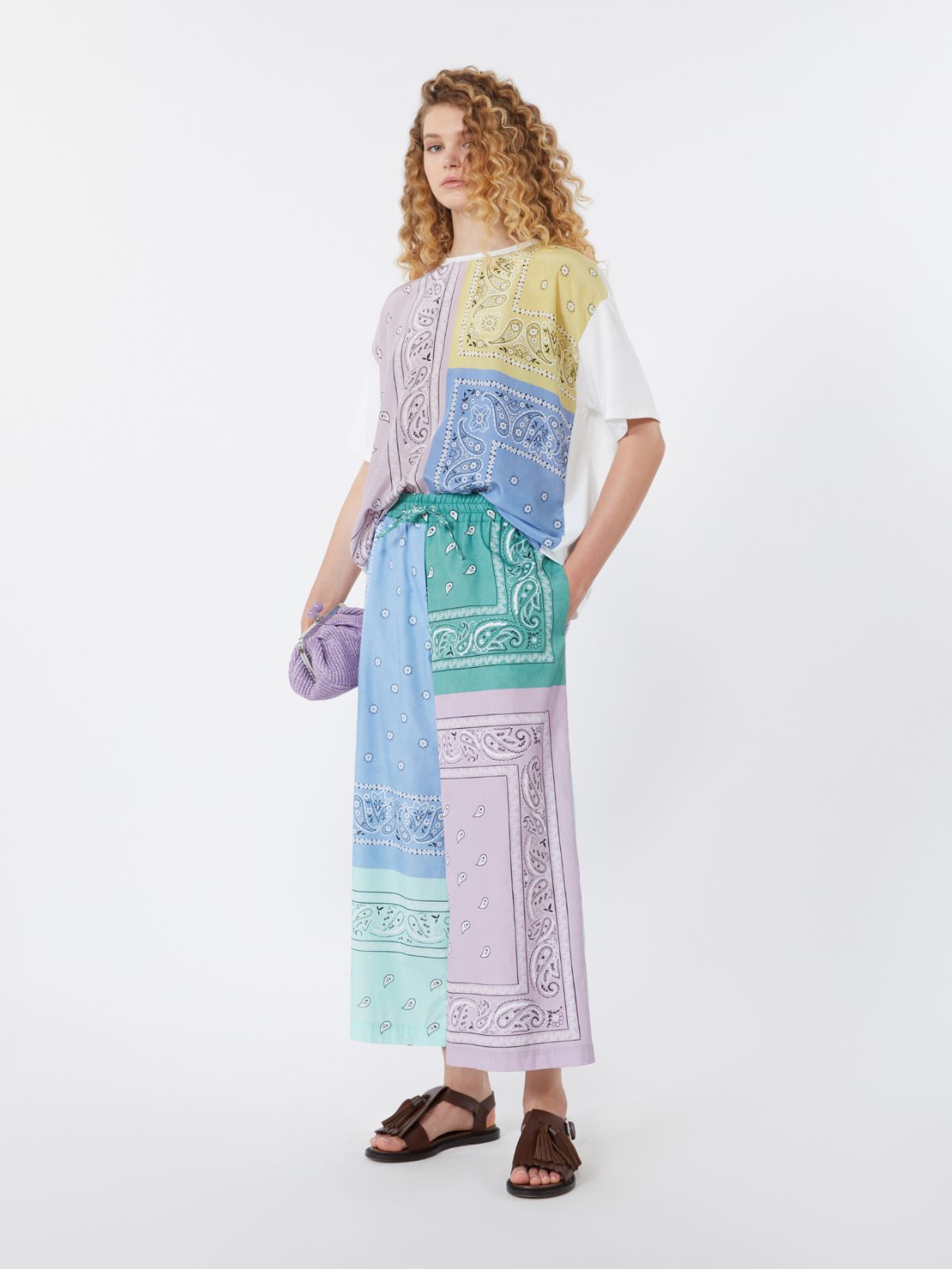 Printed cotton poplin trousers - MULTICOLOUR - Weekend