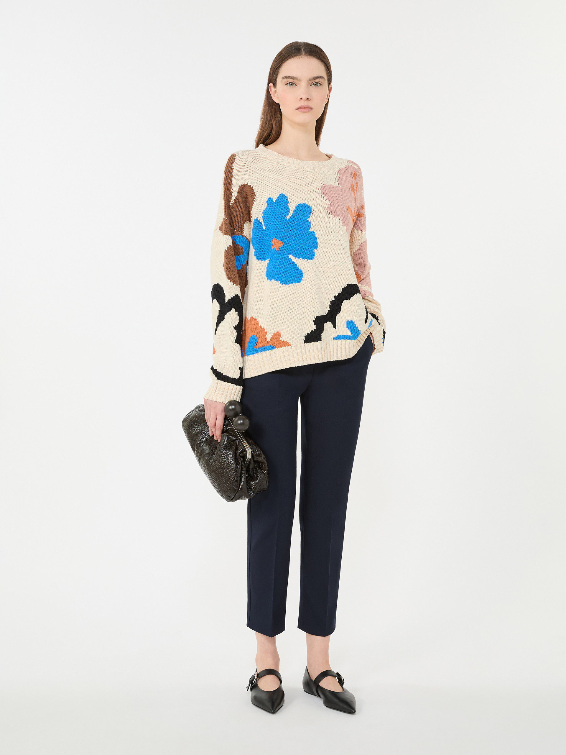 Stretch cotton trousers - NAVY - Weekend Max Mara