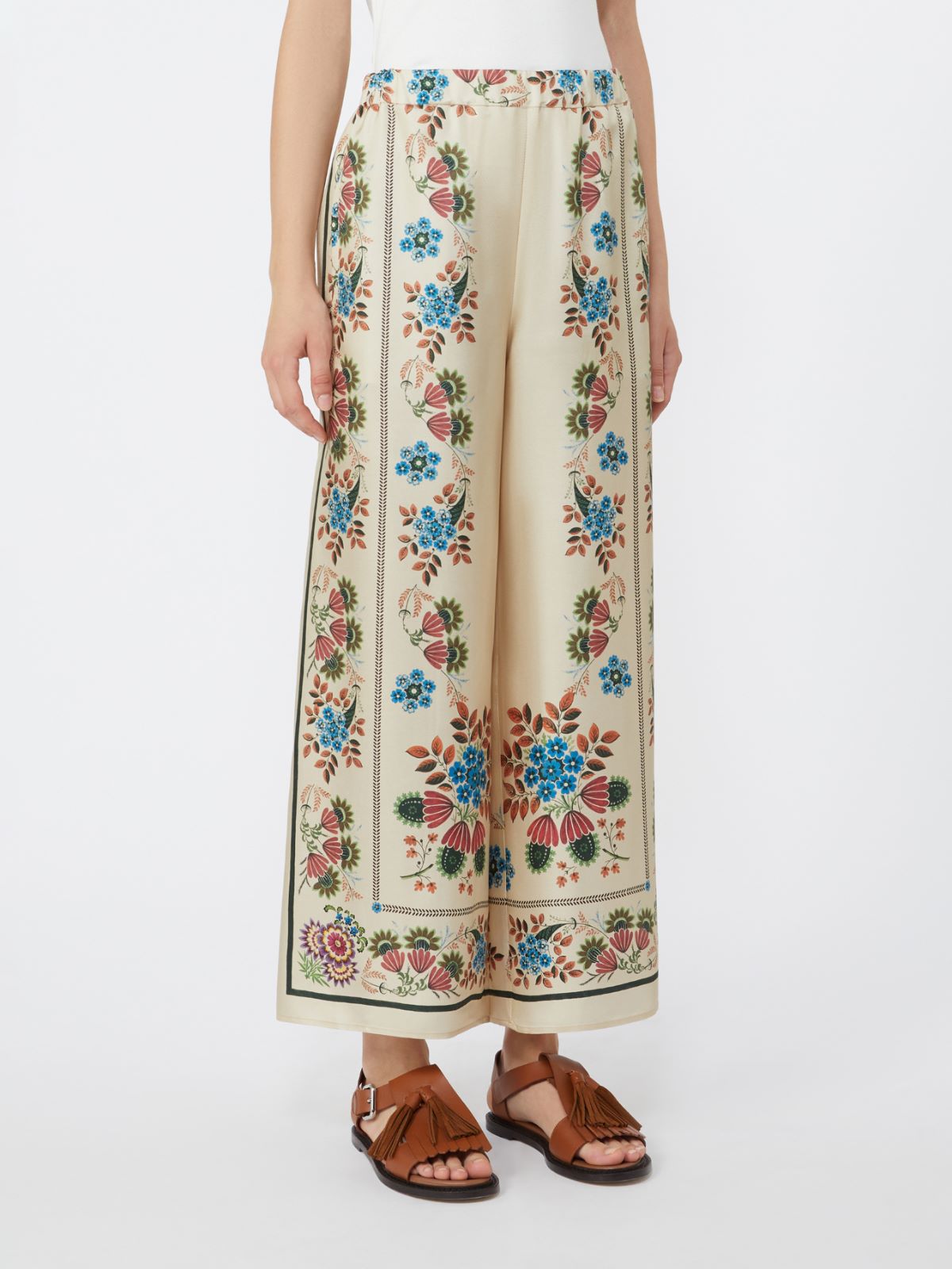 Printed silk twill trousers - IVORY - Weekend - 2