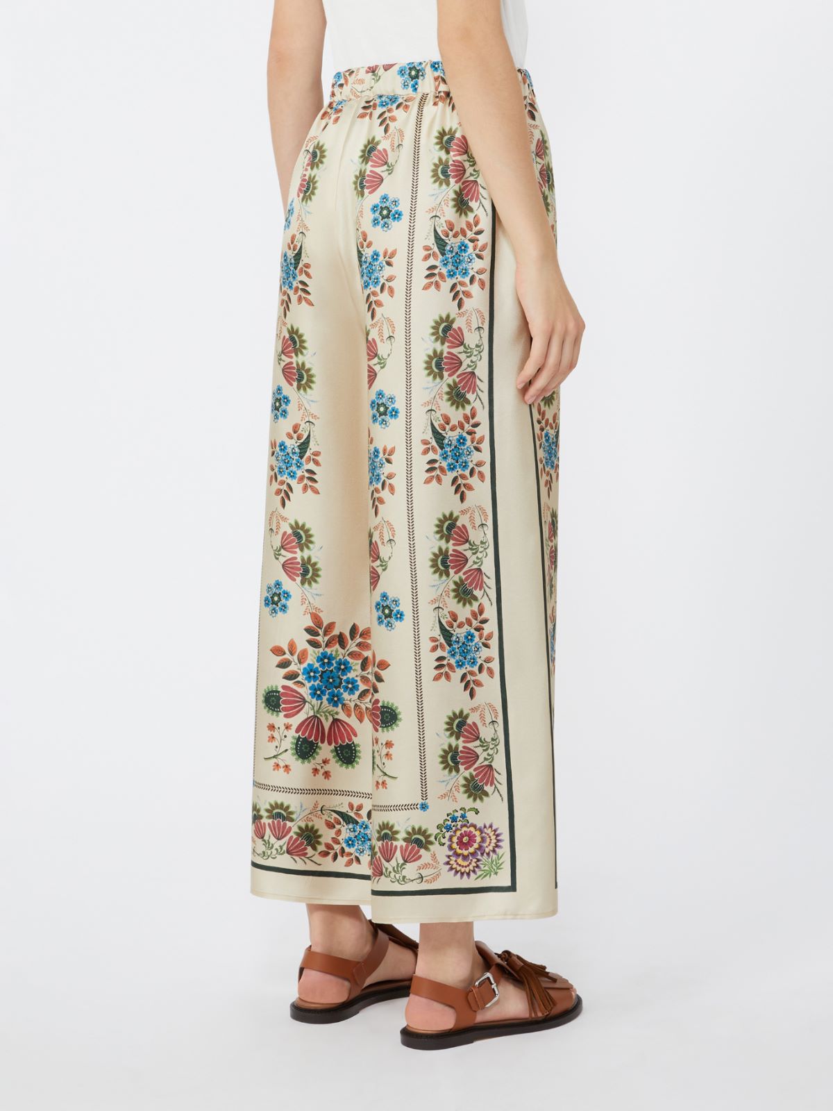 Printed silk twill trousers - IVORY - Weekend - 3