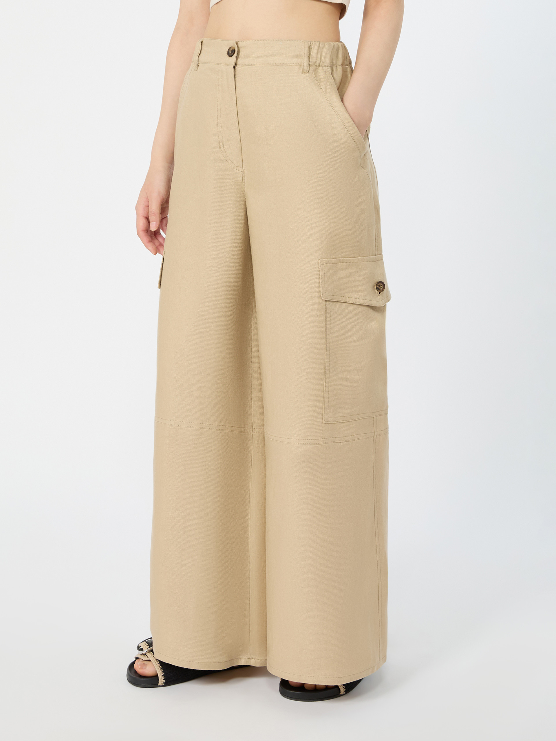 Linen gabardine cargo trousers - SAND - Weekend Max Mara - 2
